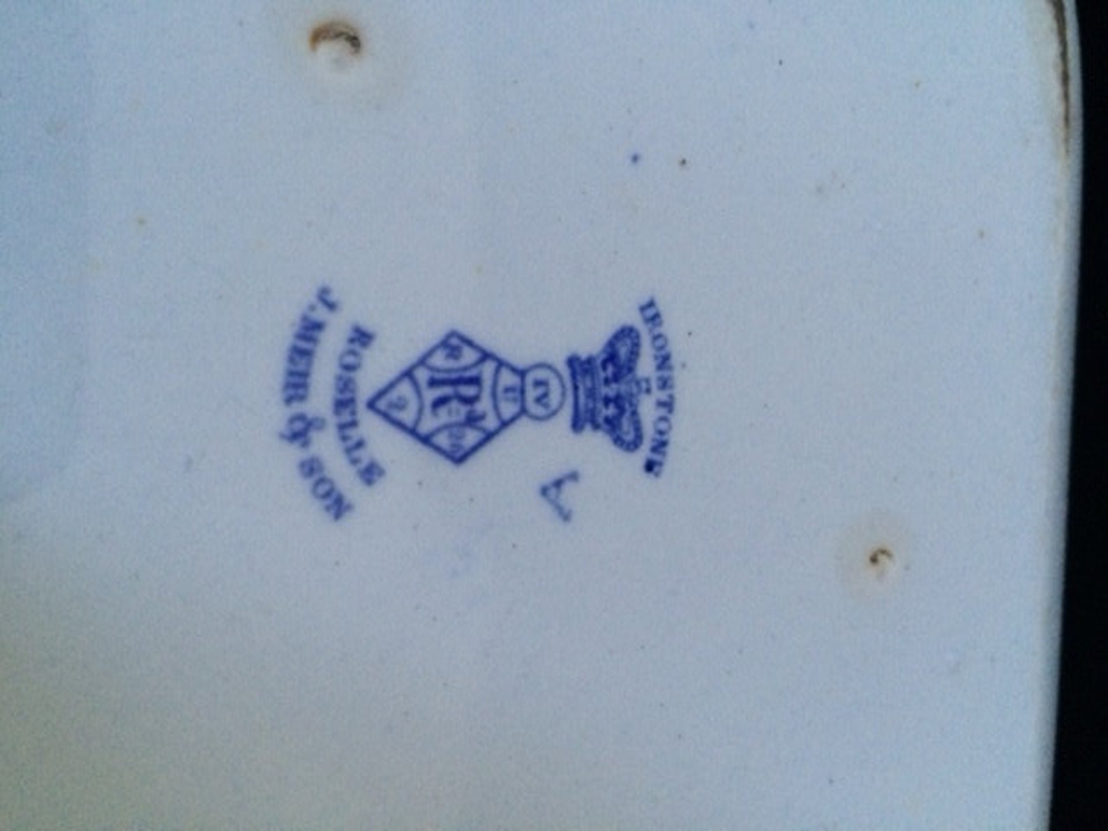 Antique J.Meir & Son Ironstone Roselle Blue Transferware Serving Bowl