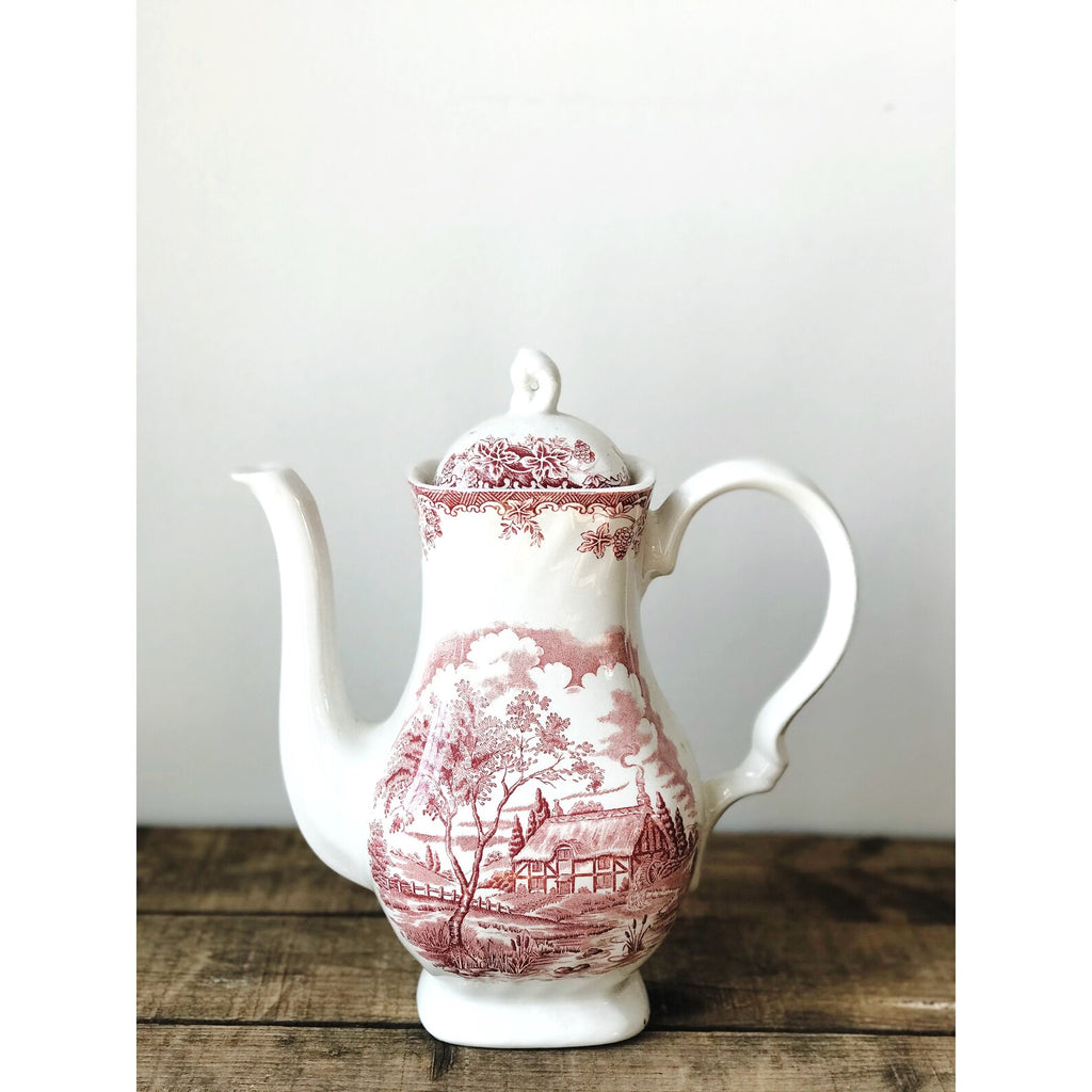 Vintage Myott Staffordshire England The Brook Red Coffee Pot with Lid