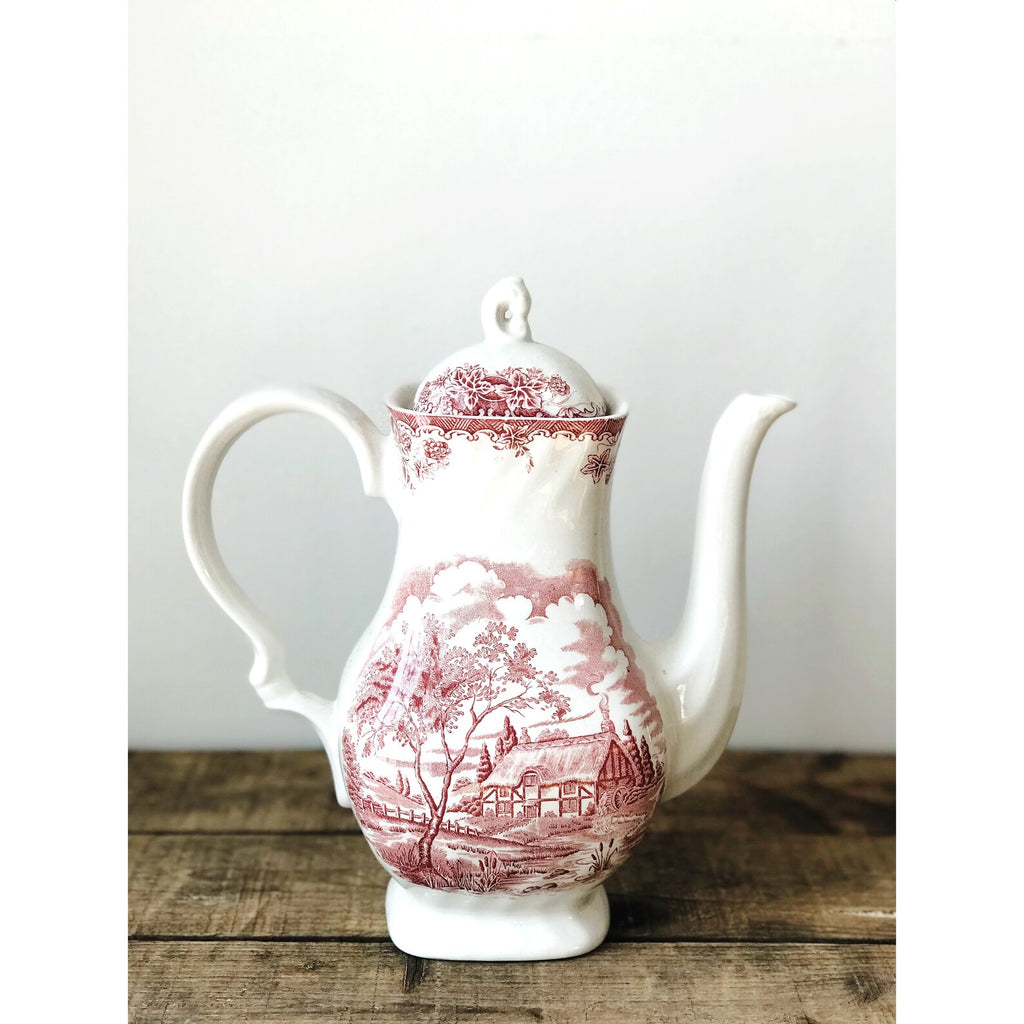 Vintage Myott Staffordshire England The Brook Red Coffee Pot with Lid