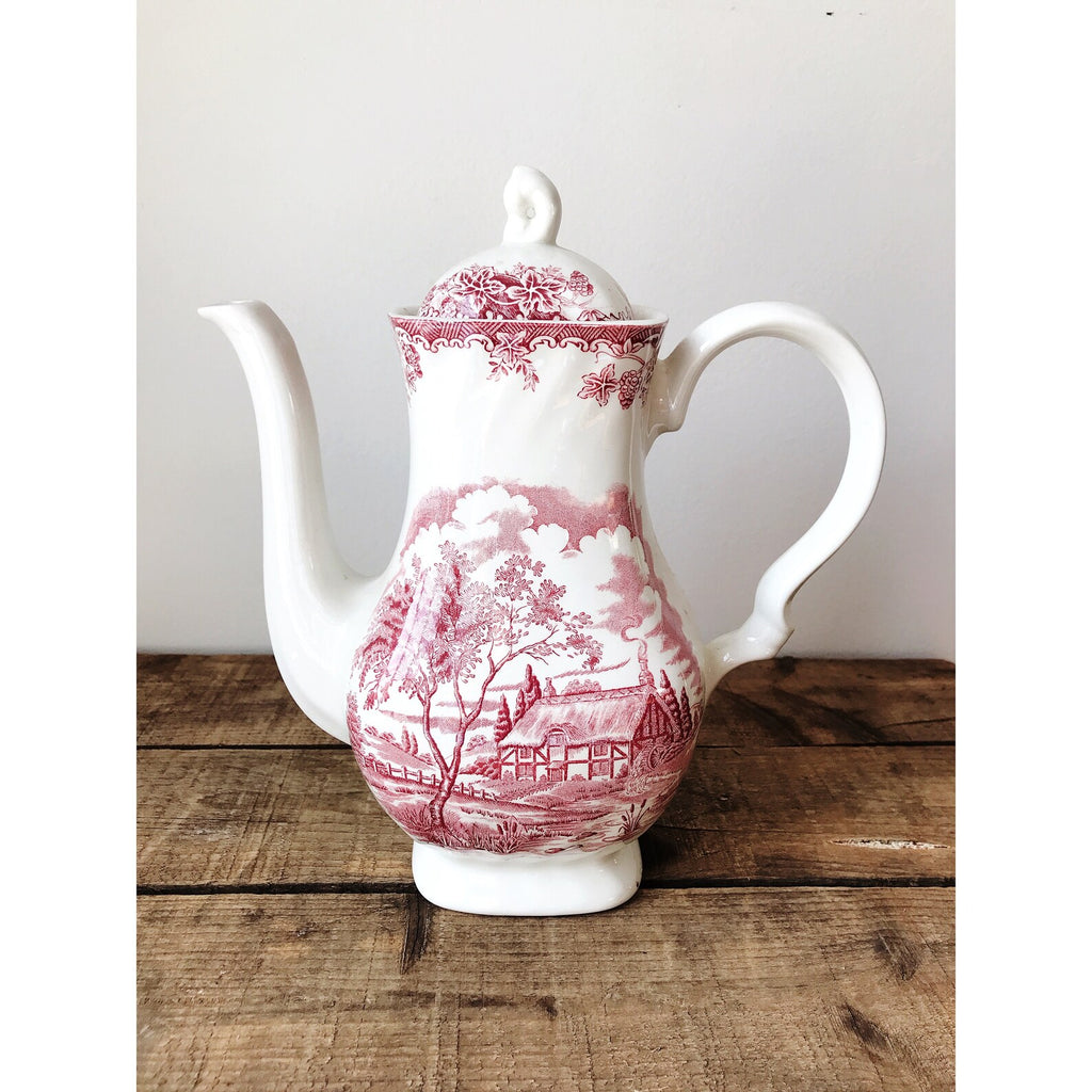 Vintage Myott Staffordshire England The Brook Red Coffee Pot with Lid