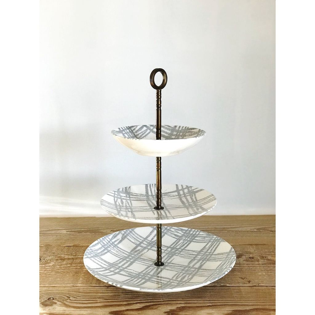 Vintage Royal China Co Plaid 3 Tier Server