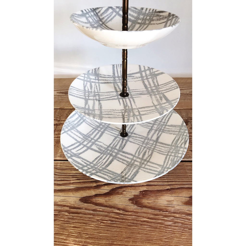 Vintage Royal China Co Plaid 3 Tier Server