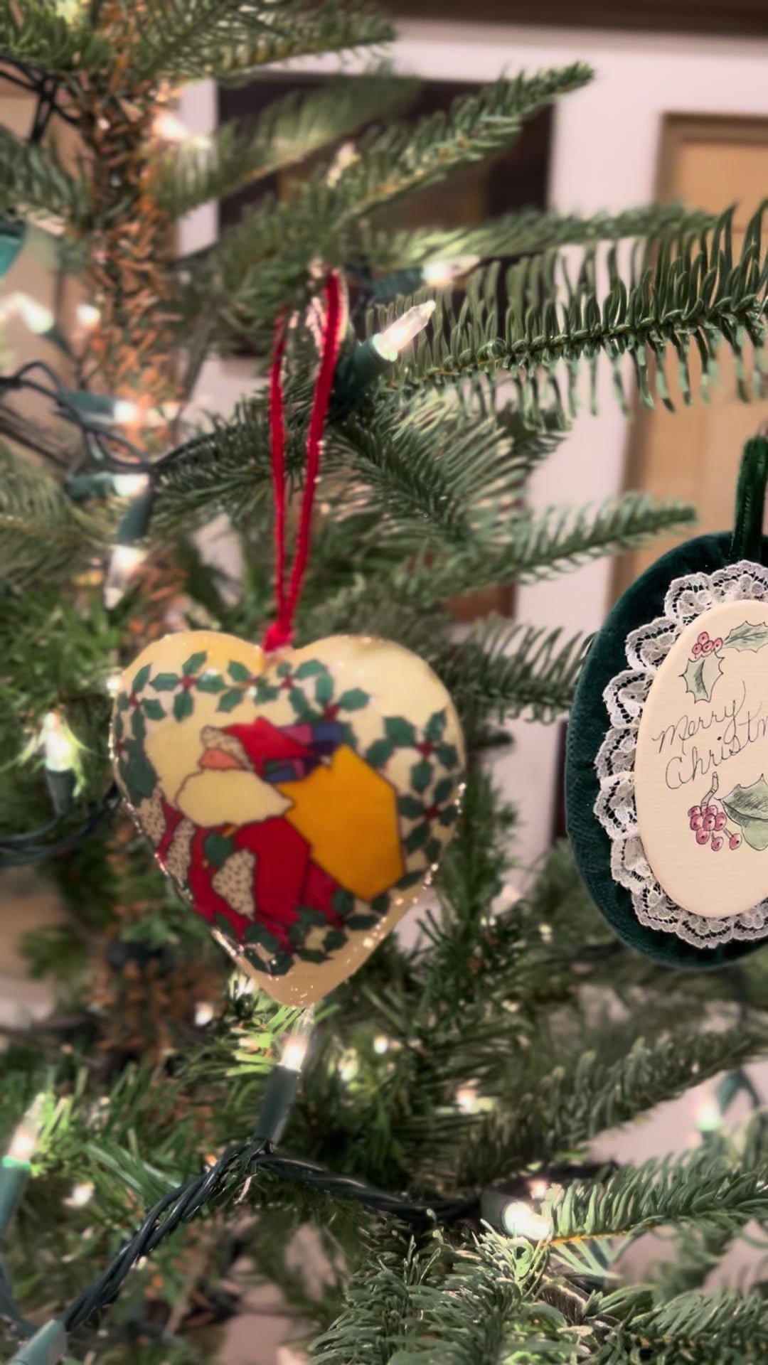 Vintage Pair of Mix Match Christmas Ornaments