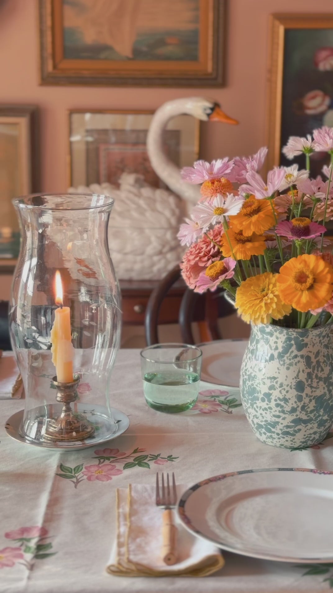 video of a table set for a leisurely lunch