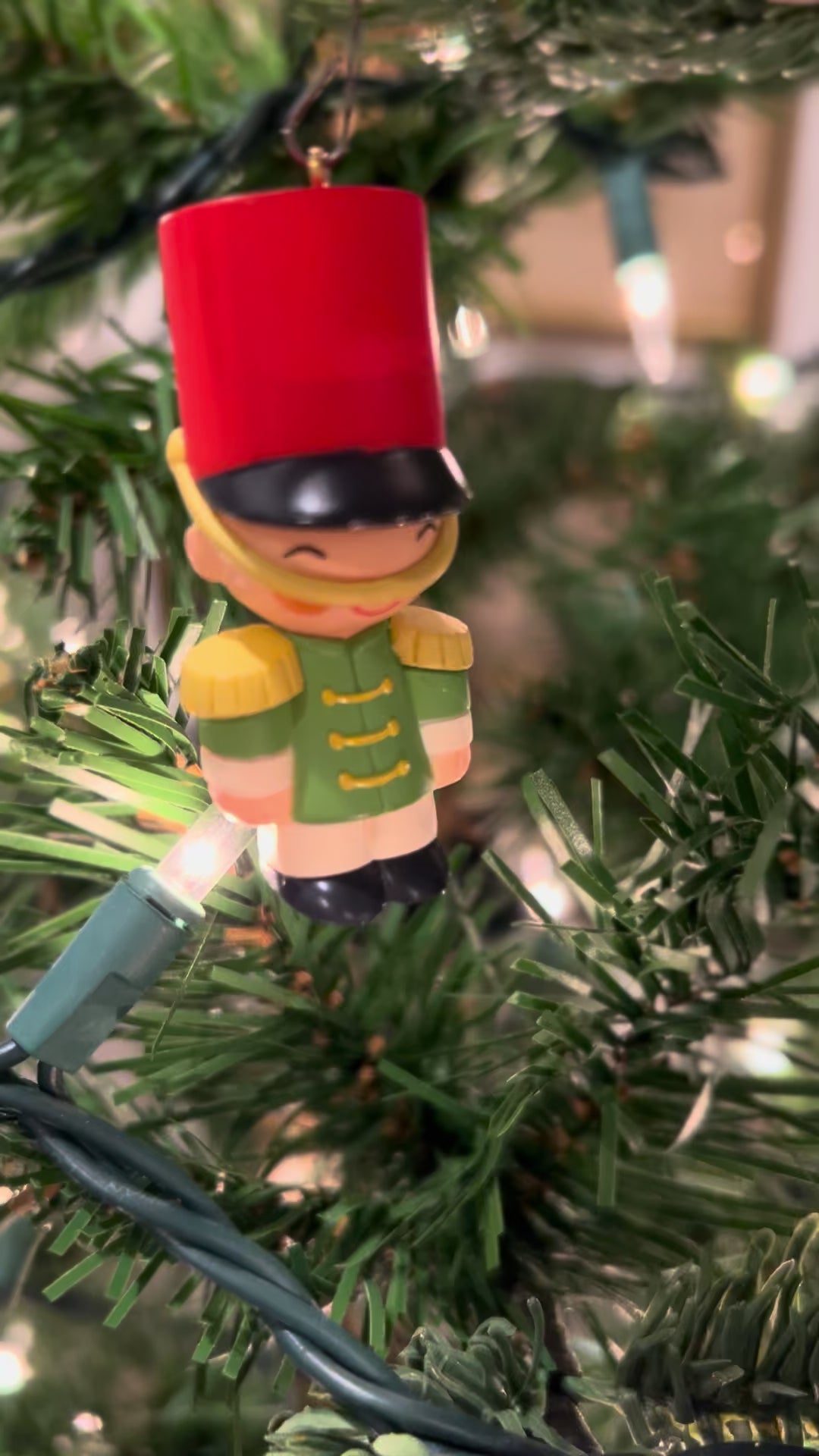 Vintage Pair of Christmas Ornaments Train & Soldier