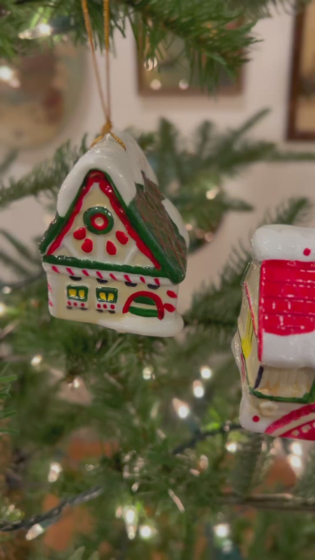 Set of 3 Vintage Ceramic Cottage Ornaments