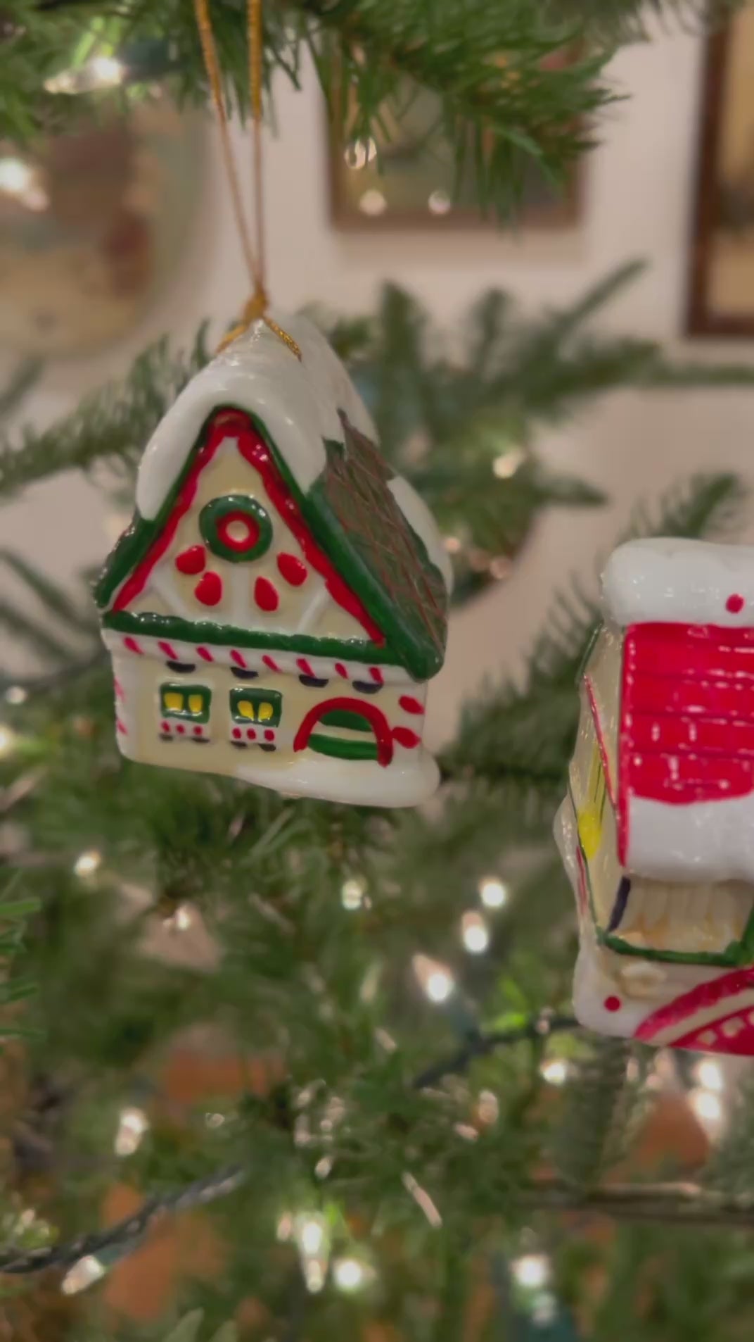 Set of 3 Vintage Ceramic Cottage Ornaments