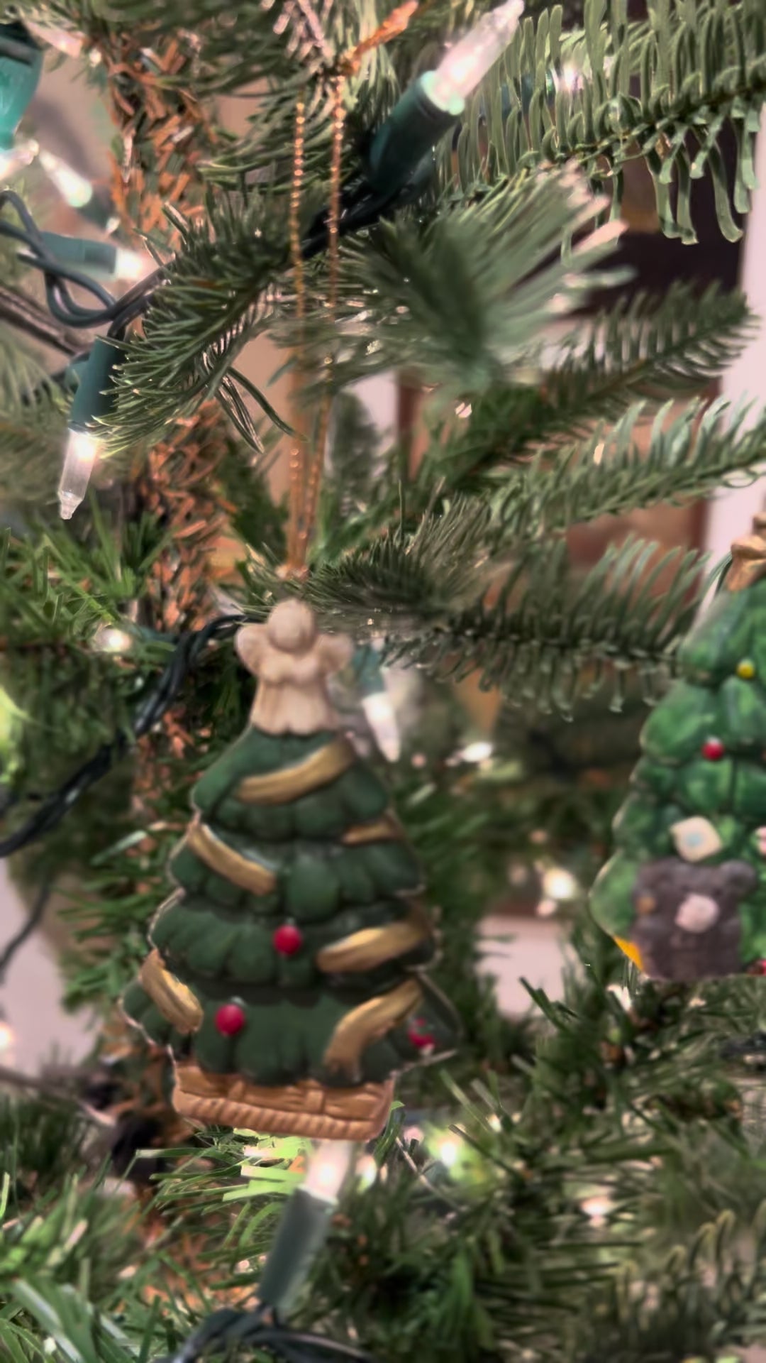 Vintage Pair of Bisque Christmas Tree Ornaments