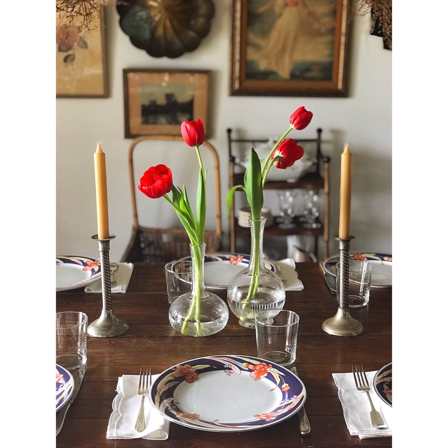 Set of 4 Vintage Seagull Fine China Floral Dinner Plates