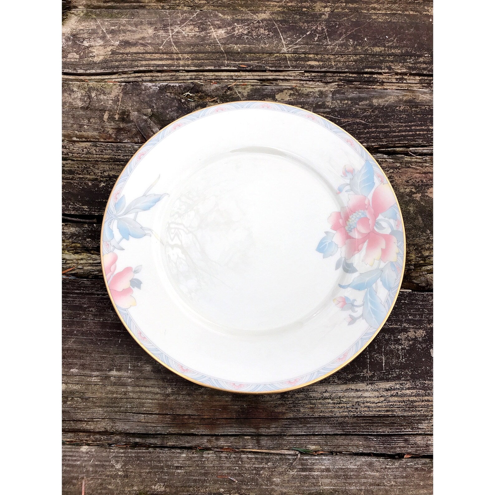 pink and blue floral Lenox plate