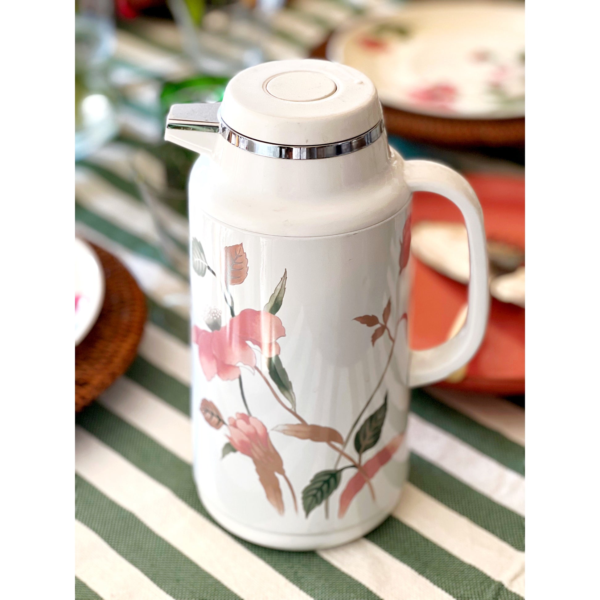 Vintage Mikasa Continental Silk Flowers Insulated Carafe