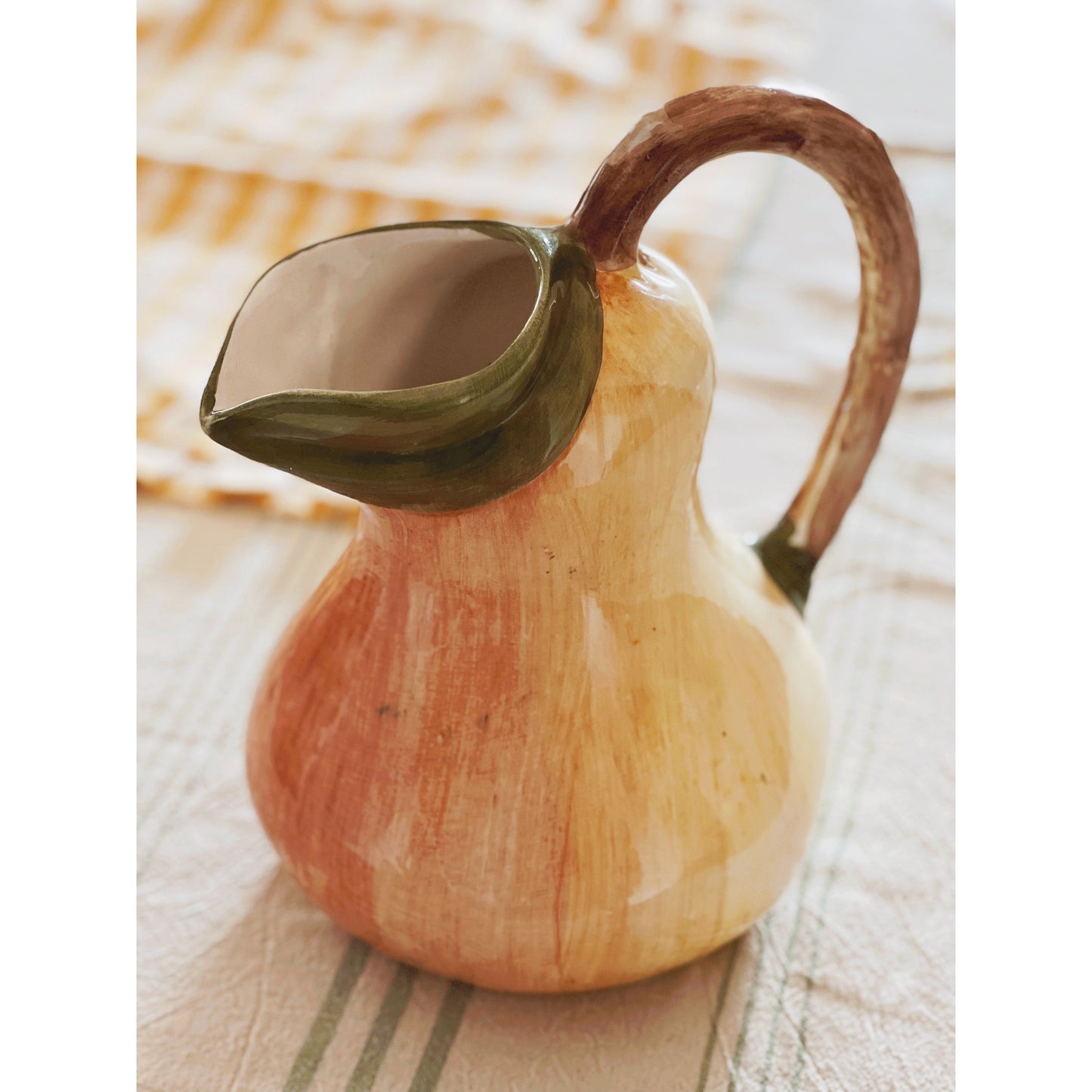 Vintage Hand Painted Pear Pitcher Made in Italy