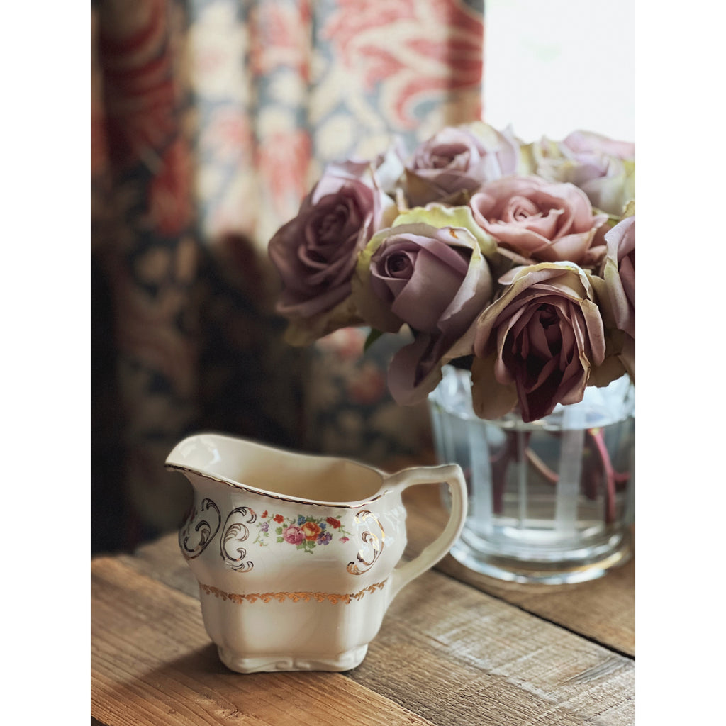 Vintage Steubenville Ivory Floral Creamer