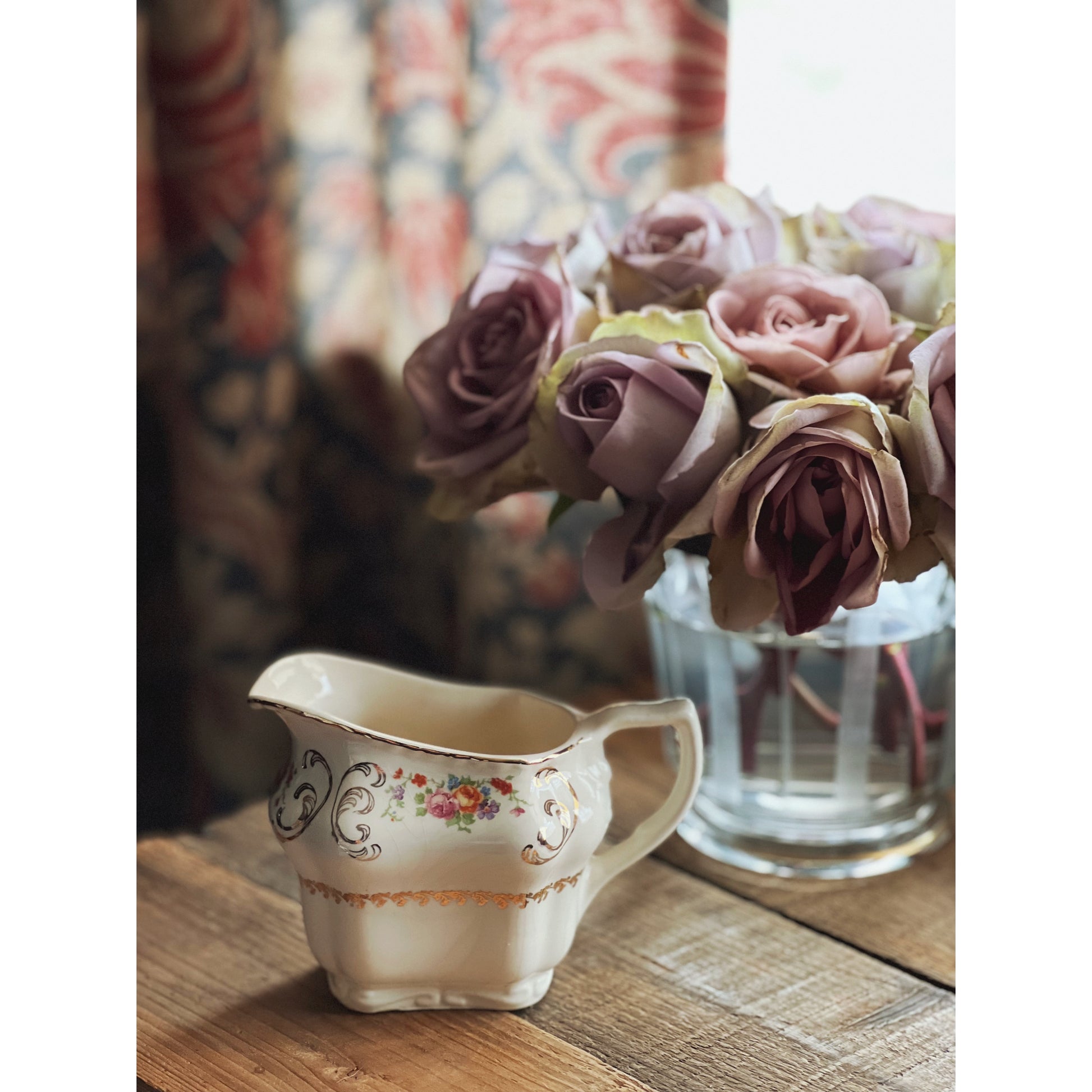 Vintage Steubenville Ivory Floral Creamer