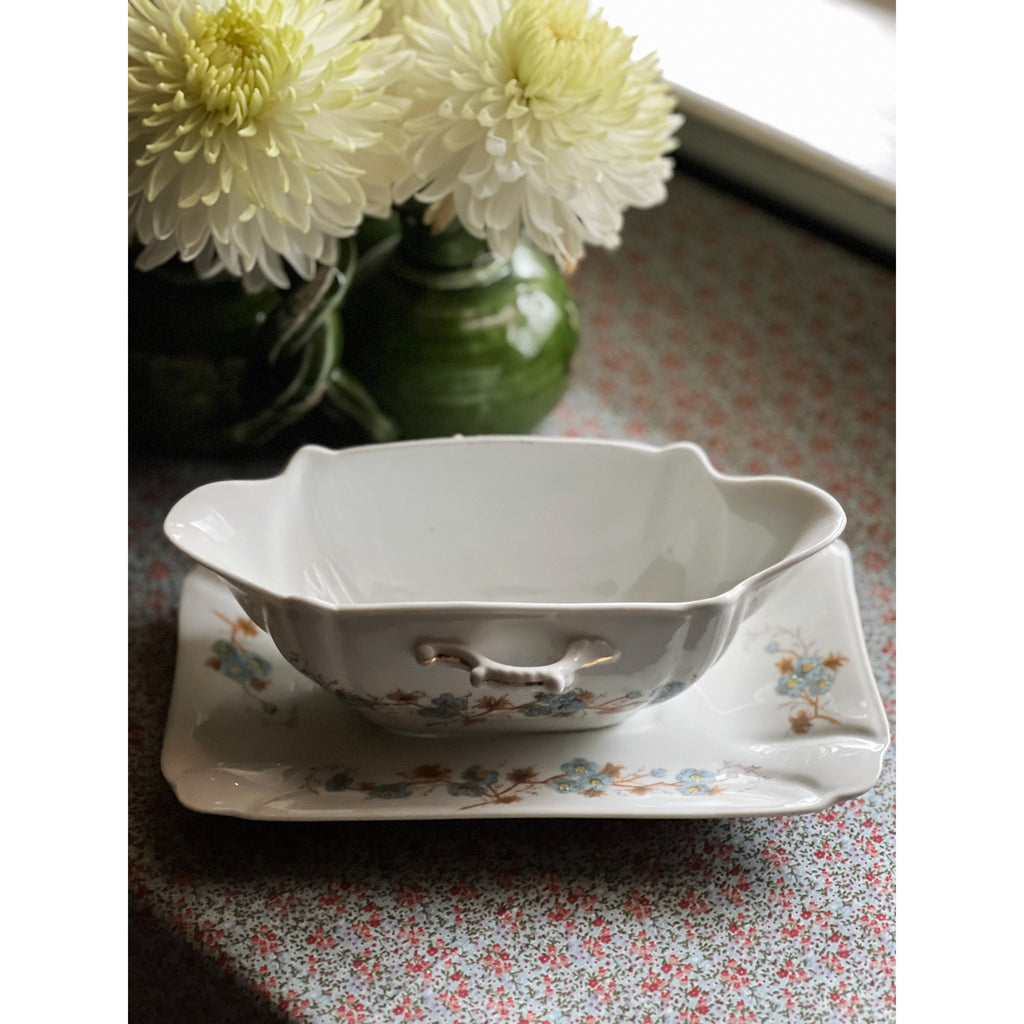 Hand Painted Vintage Altrohla Austria Gravy Boat with Under Plate
