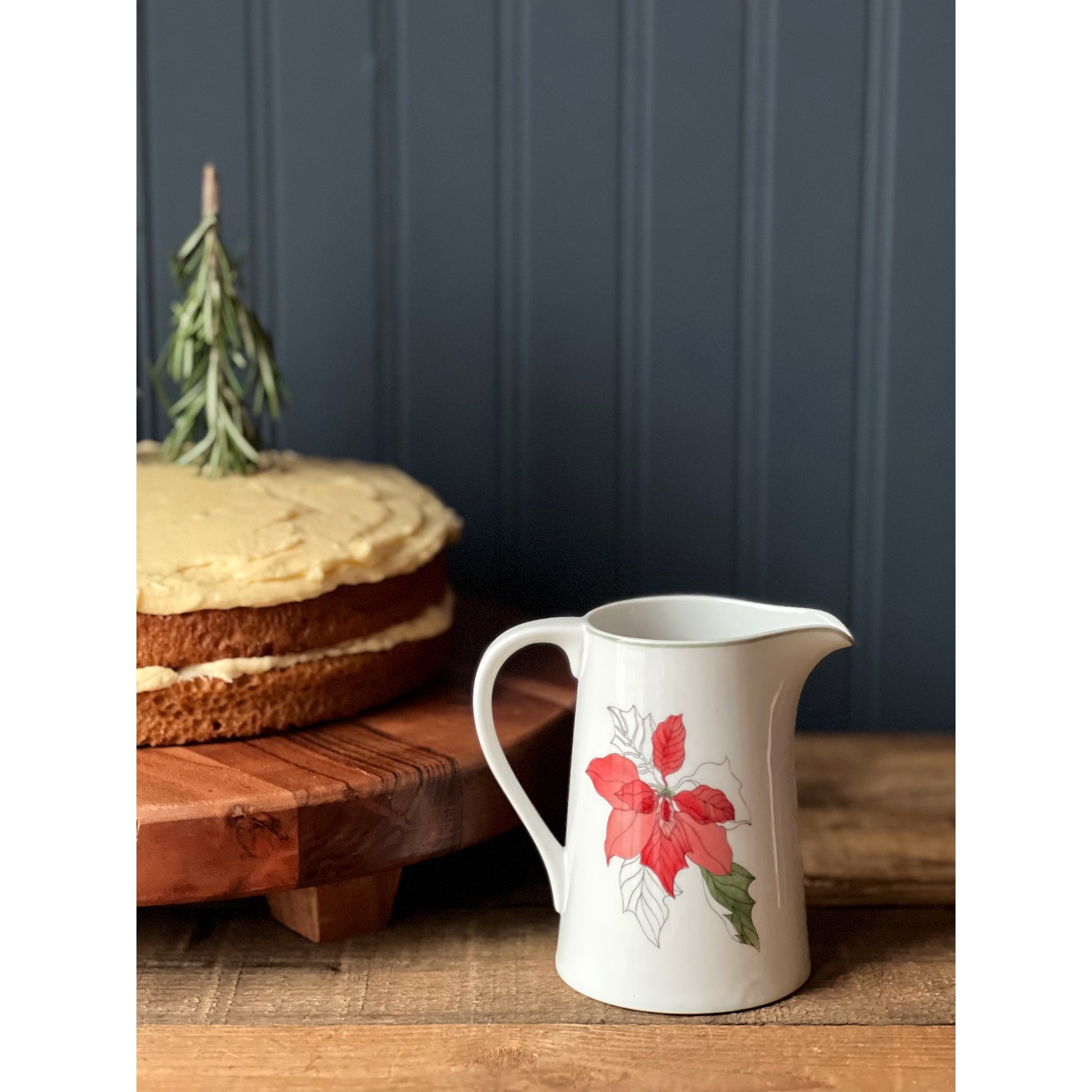 Vintage Block Spal Portugal Poinsettia Christmas Creamer