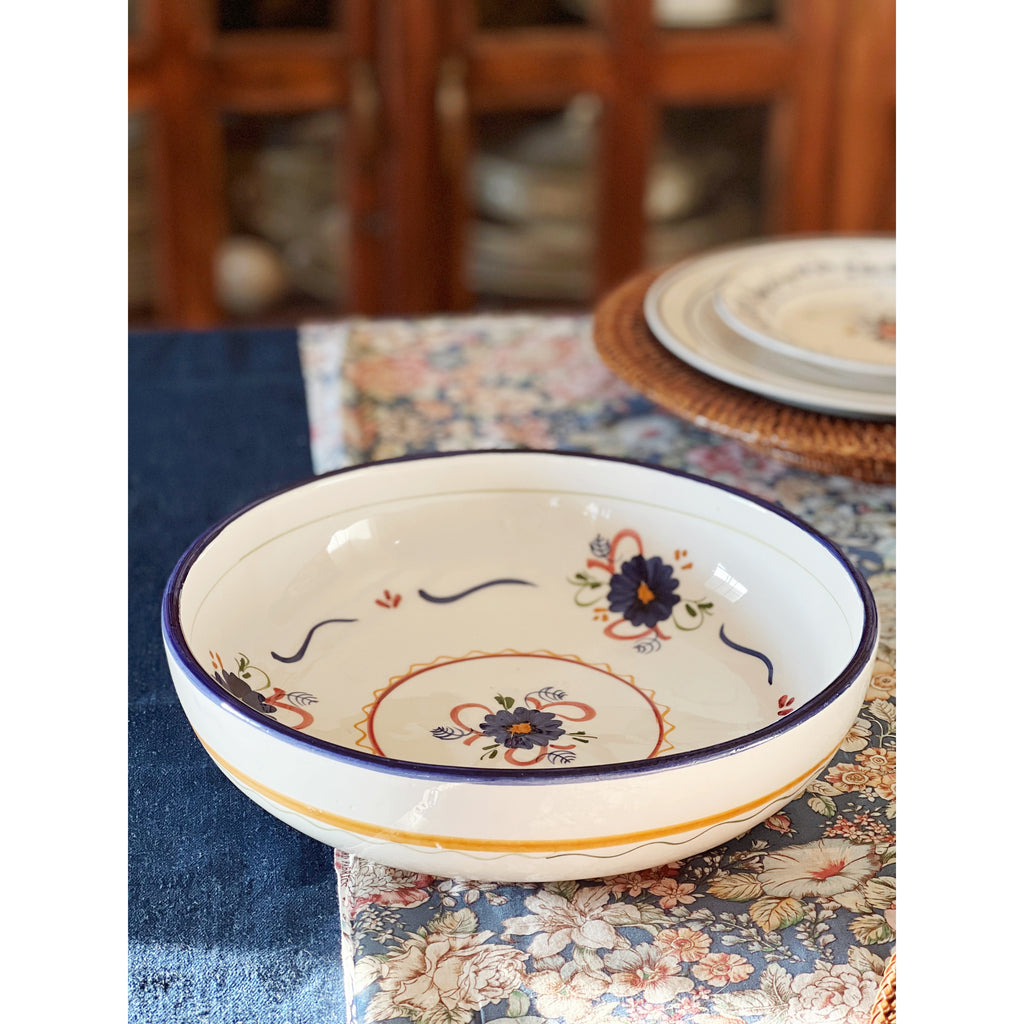 Vintage Hand Painted Floral Serving Bowl