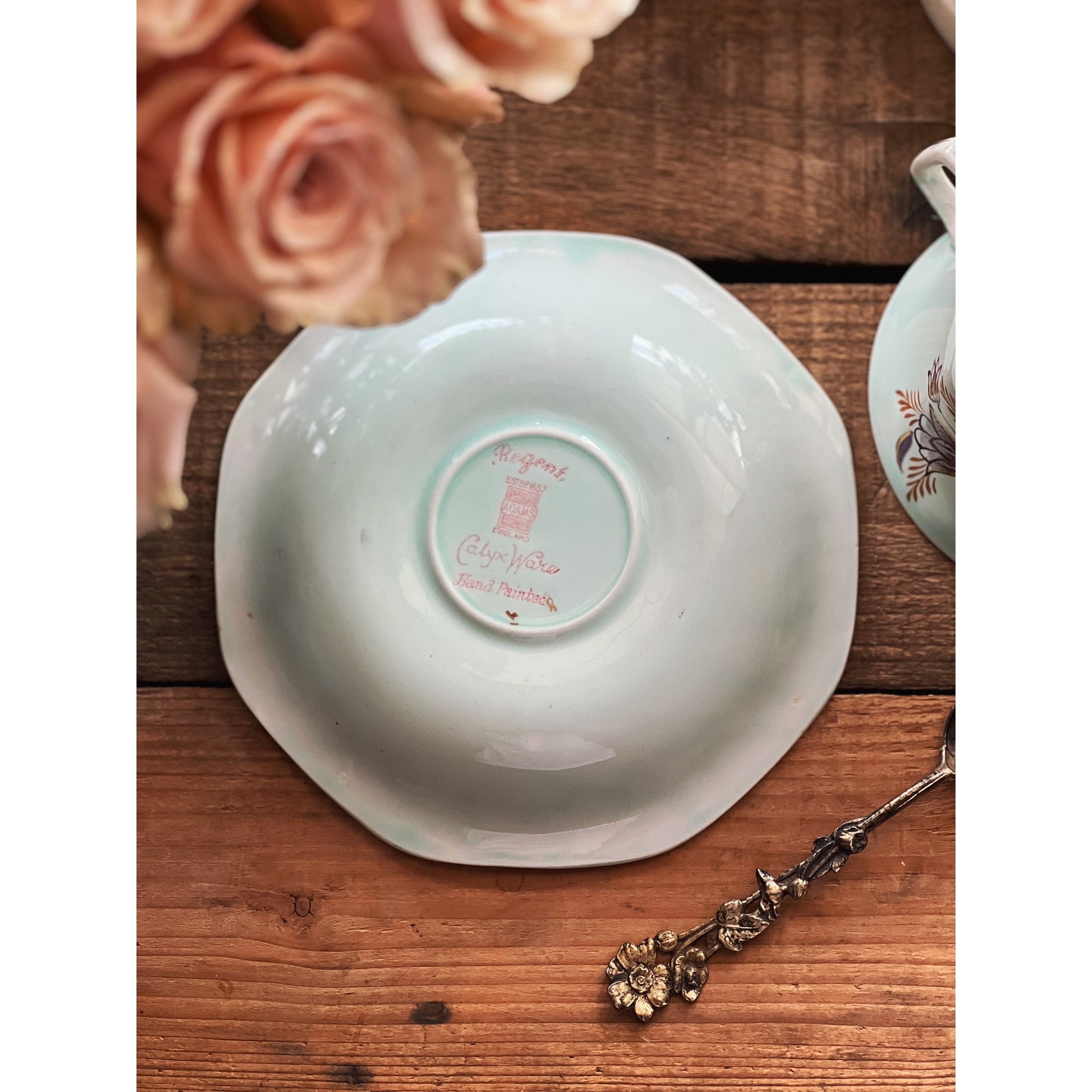 Vintage Adams Regent Calyx Ware Hand Painted Saucers