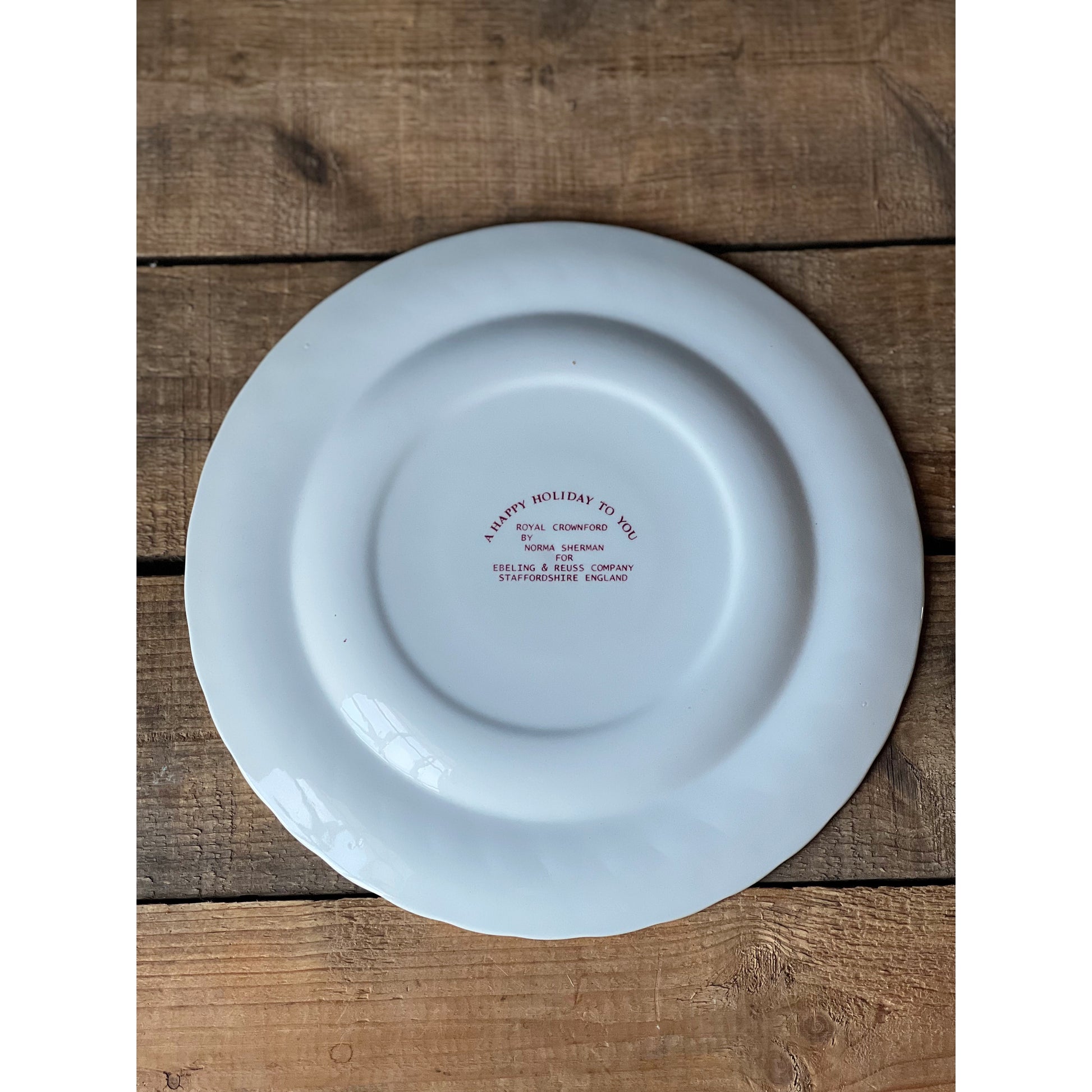 Vintage Royal Crownford England Norma Sherman 2001 Christmas Plate