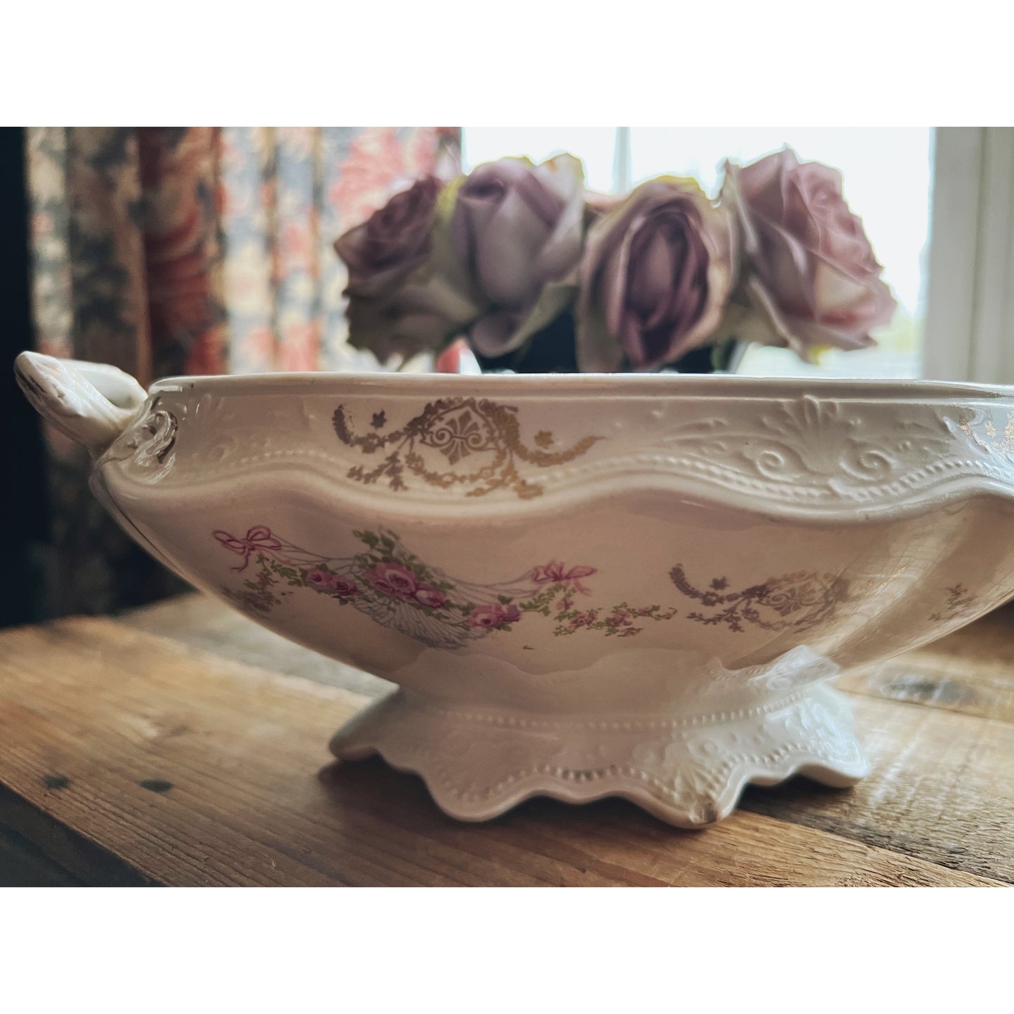 Vintage Crown Potteries Dixie Footed Serving Dish