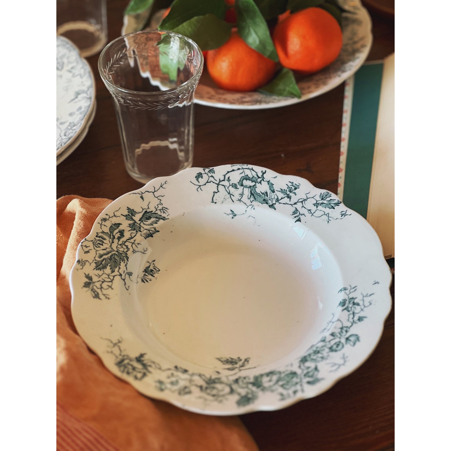 Curated Set of 4 Antique Transferware Soup Bowls