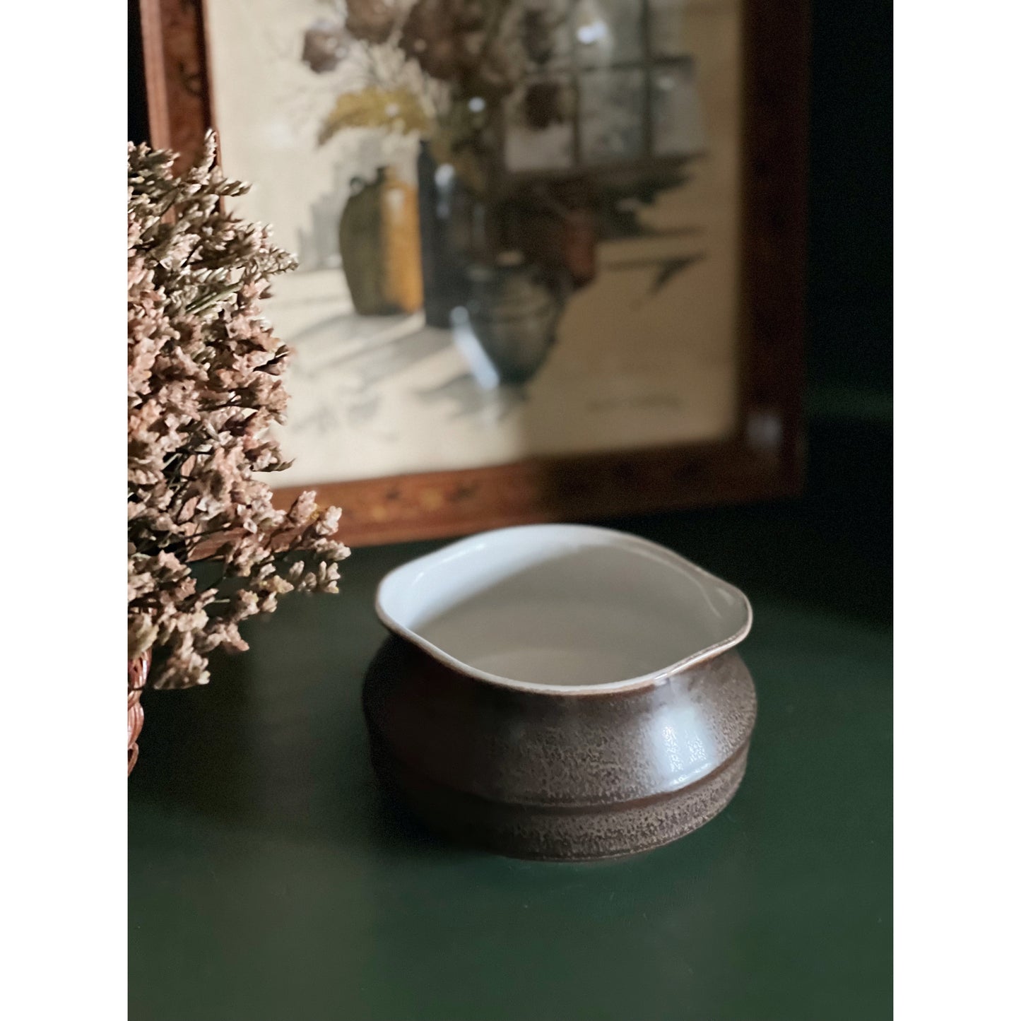 Double Spout Vintage Brown Stoneware Bowl