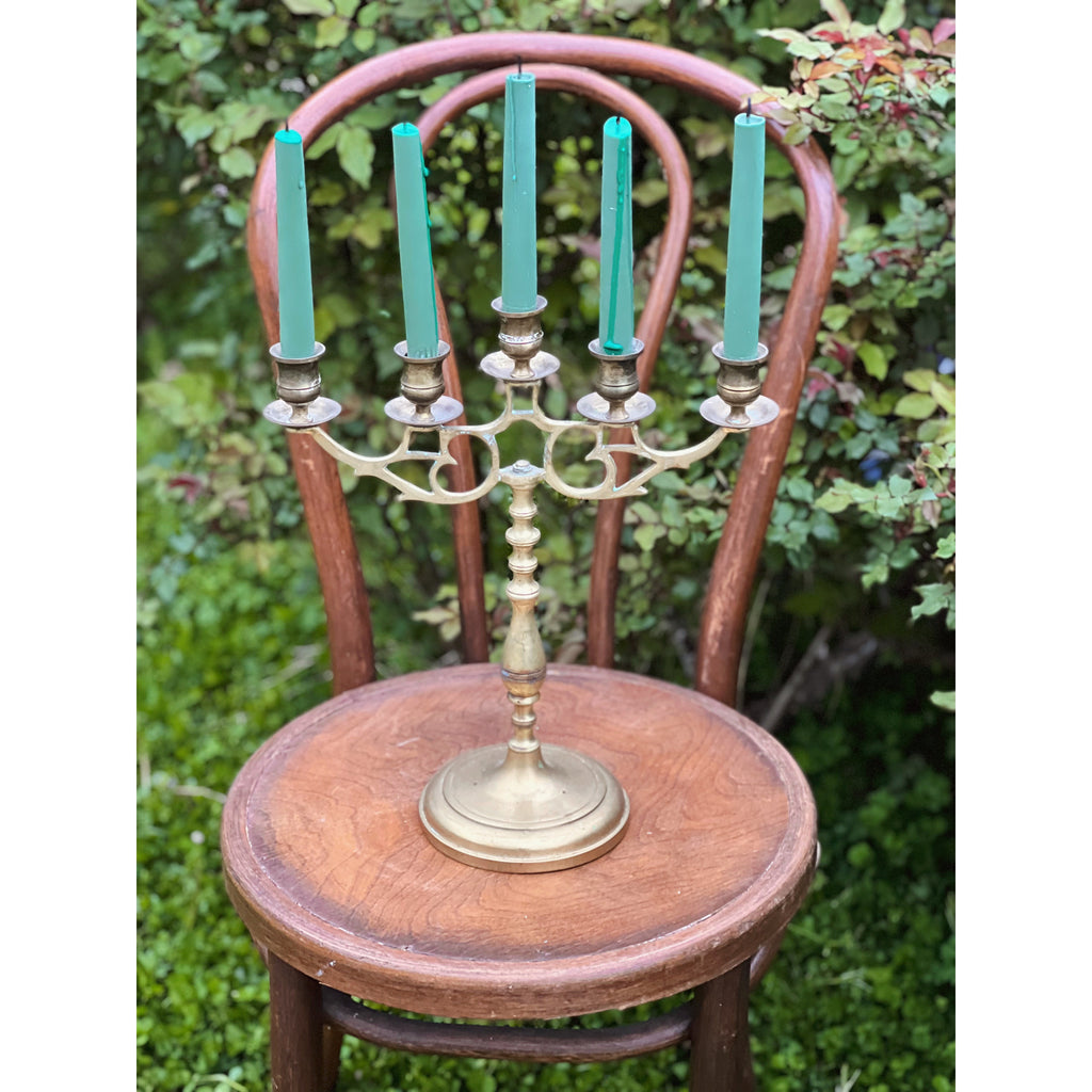 Tall Vintage Brass 5 Arm Candelabra