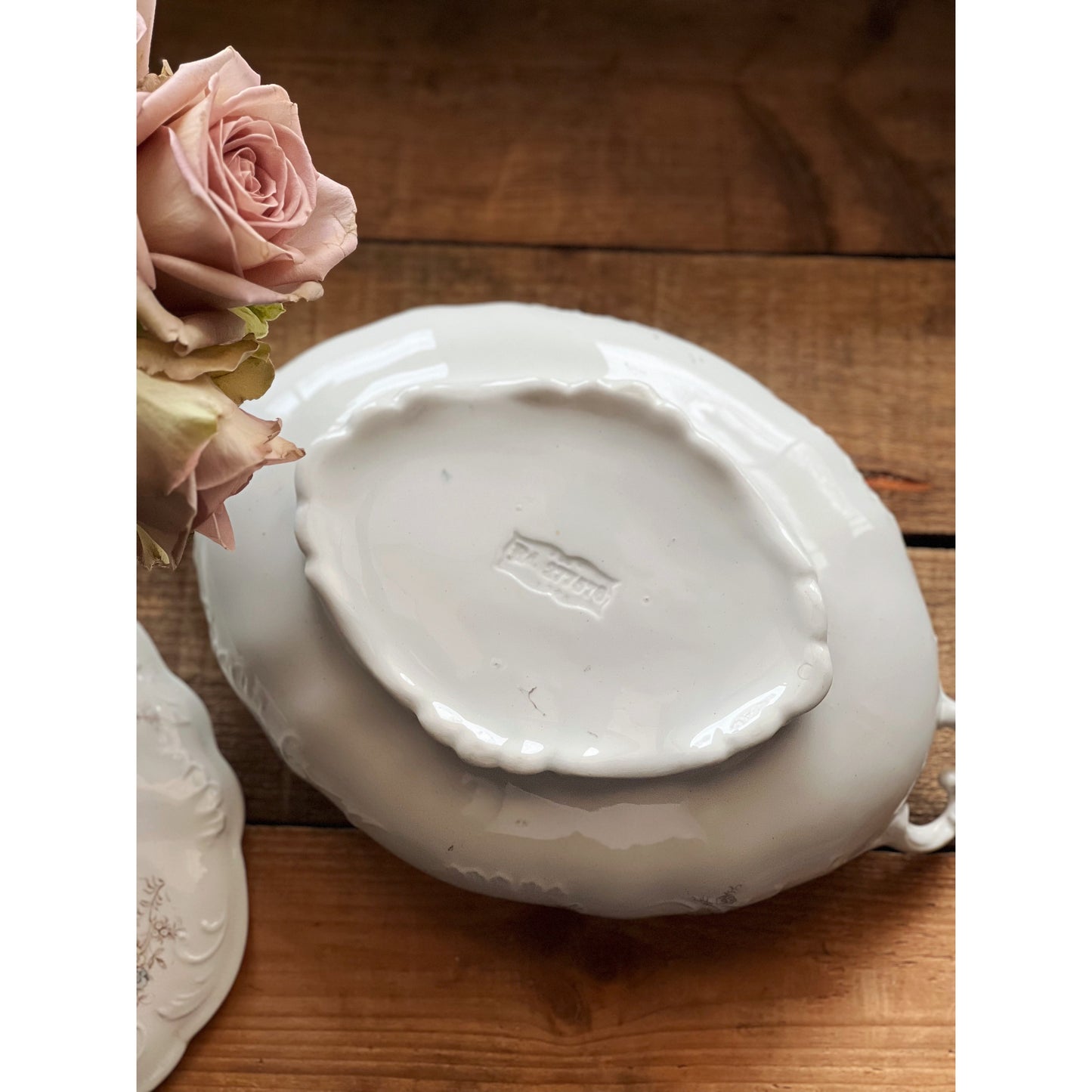 J.H.W. & Sons Victoria Semi Porcelain Oval Covered Vegetable Dish