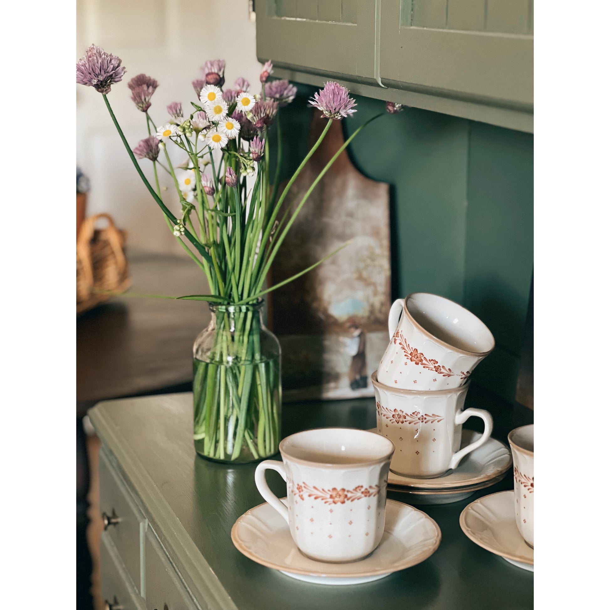 brown floral cup and saucer set