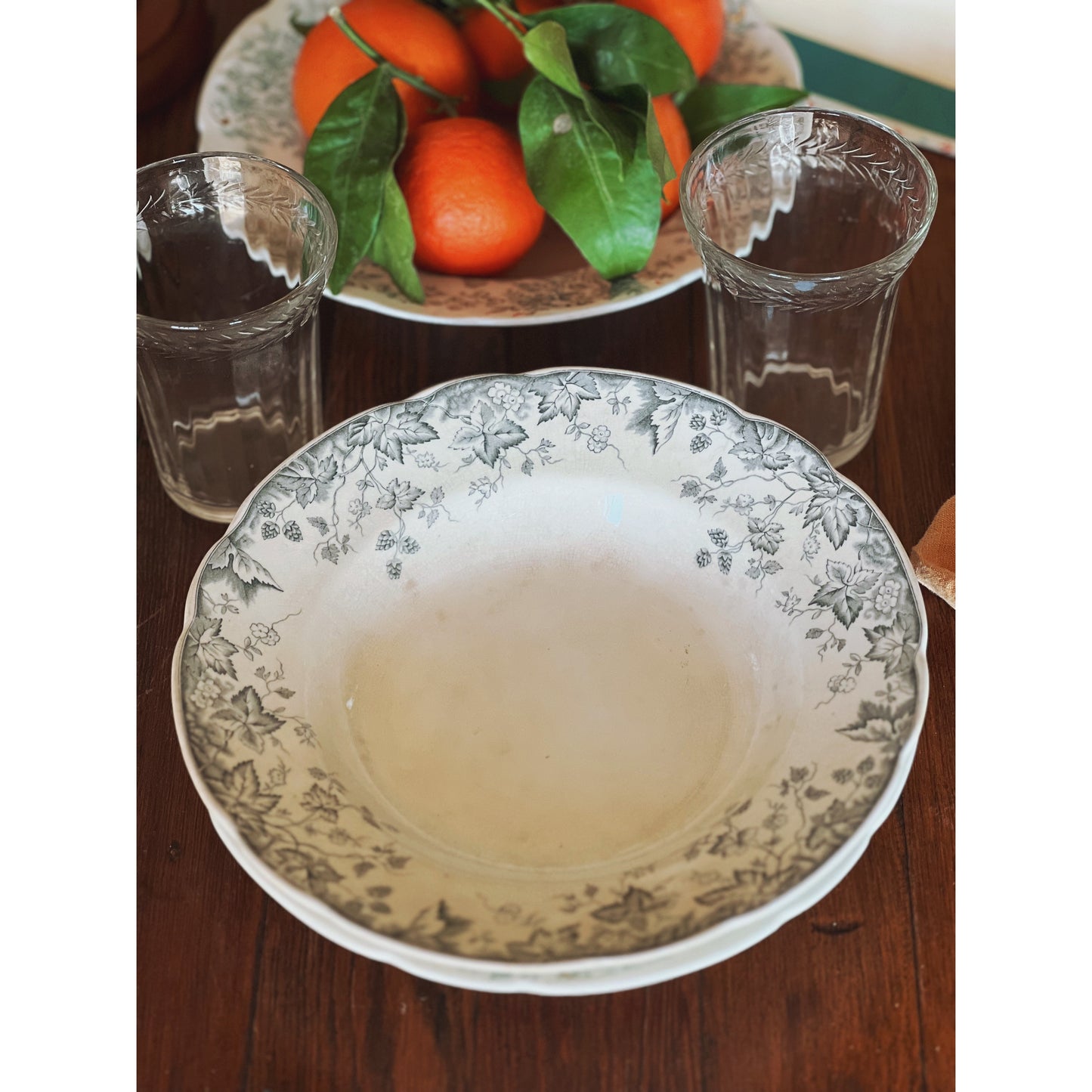 Curated Set of 4 Antique Transferware Soup Bowls