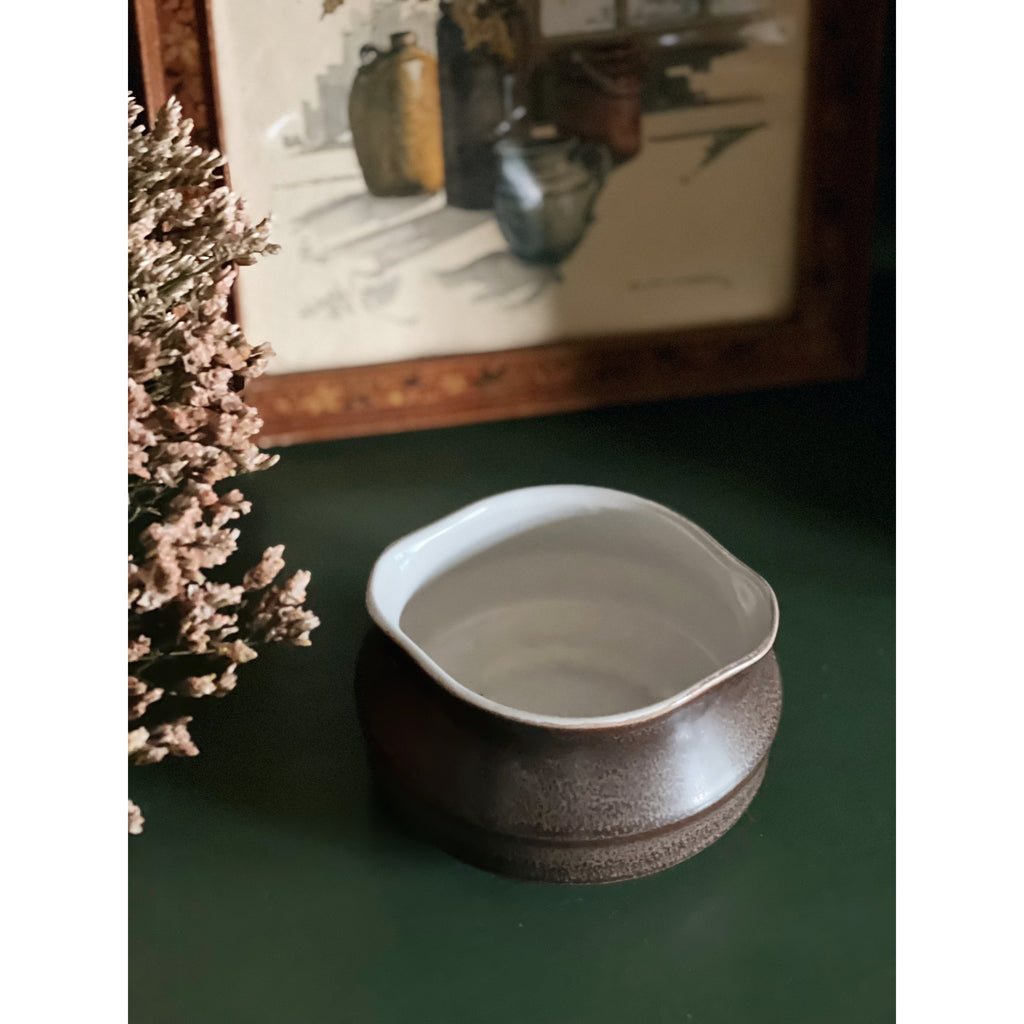Double Spout Vintage Brown Stoneware Bowl