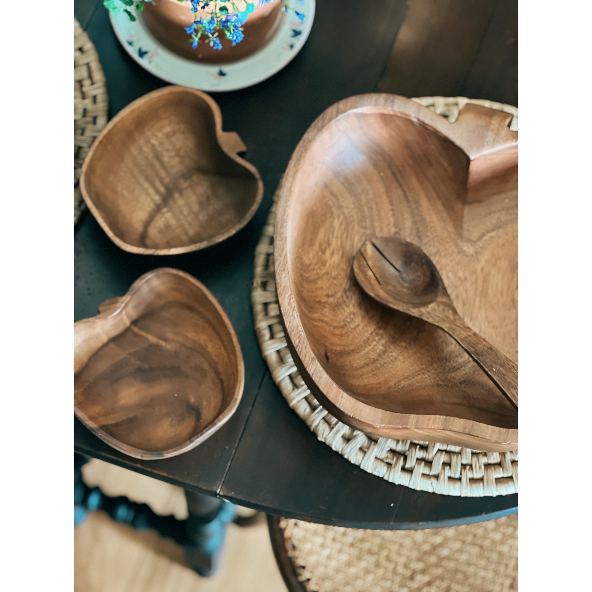 Vintage Wooden Apple Shaped Salad Set