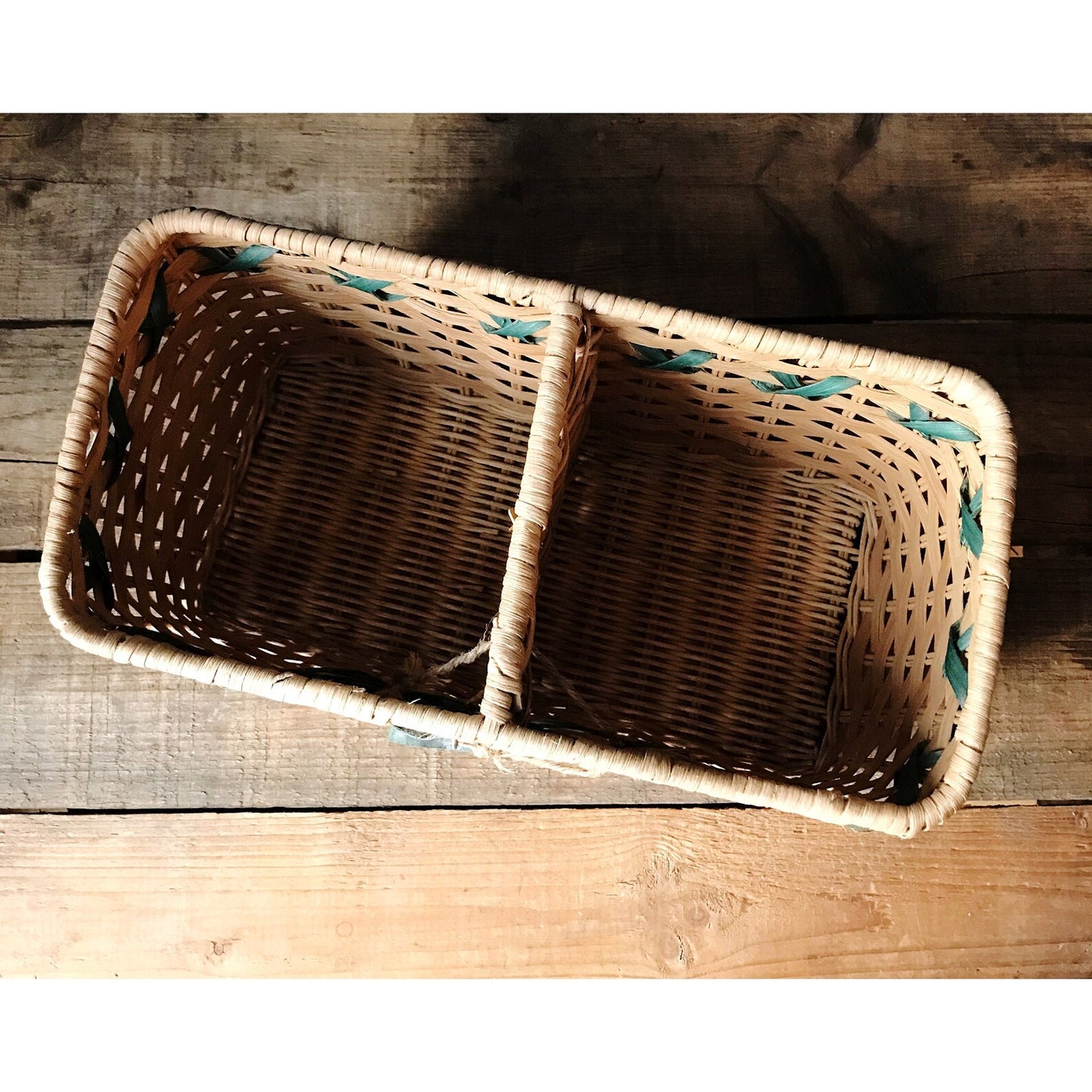 Vintage Square Two Section Basket