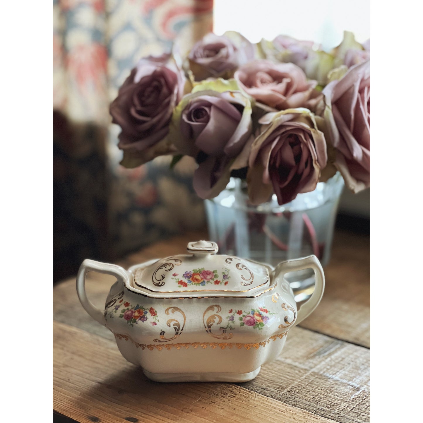 Steubenville Ivory Floral Sugar Bowl