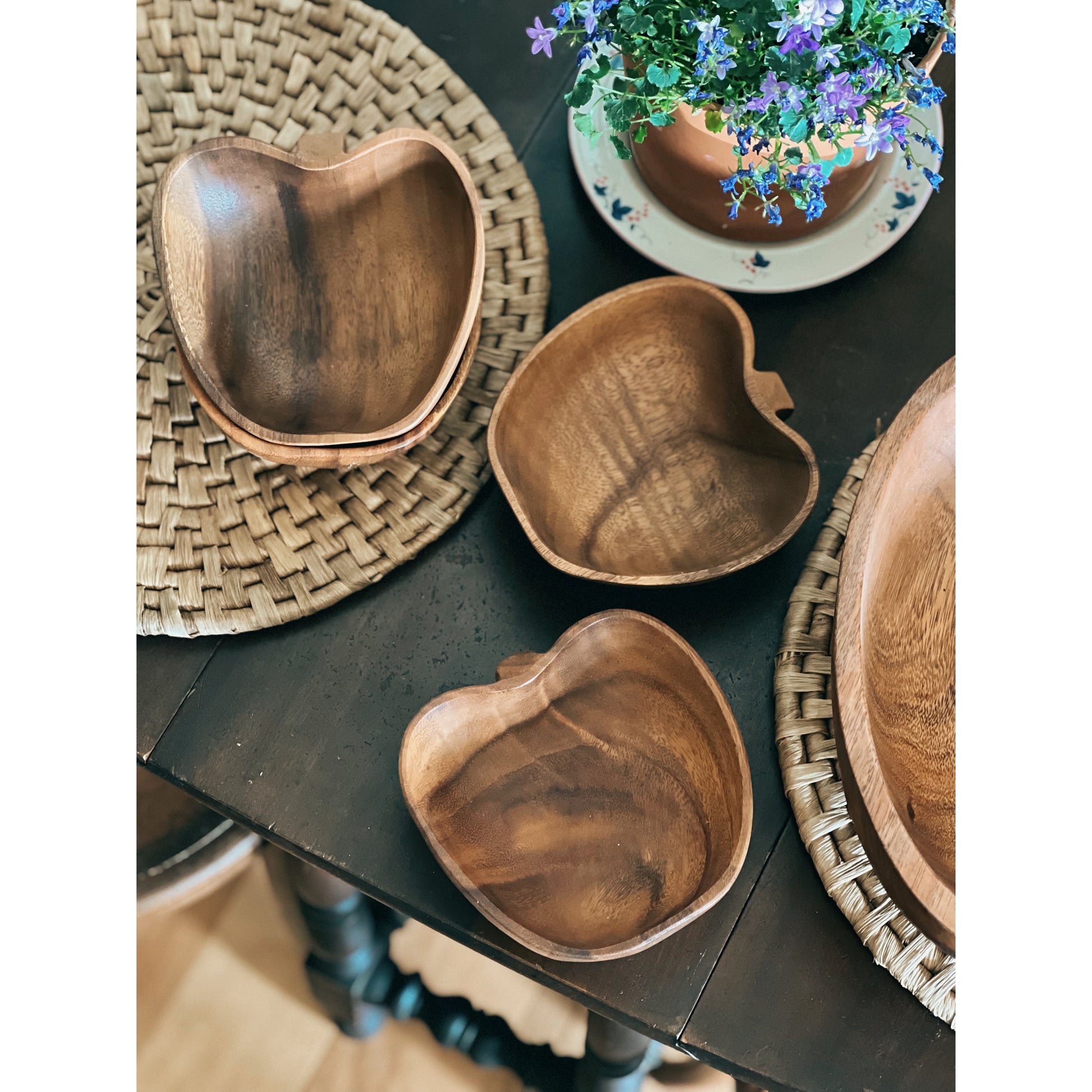 Vintage Wooden Apple Shaped Salad Set