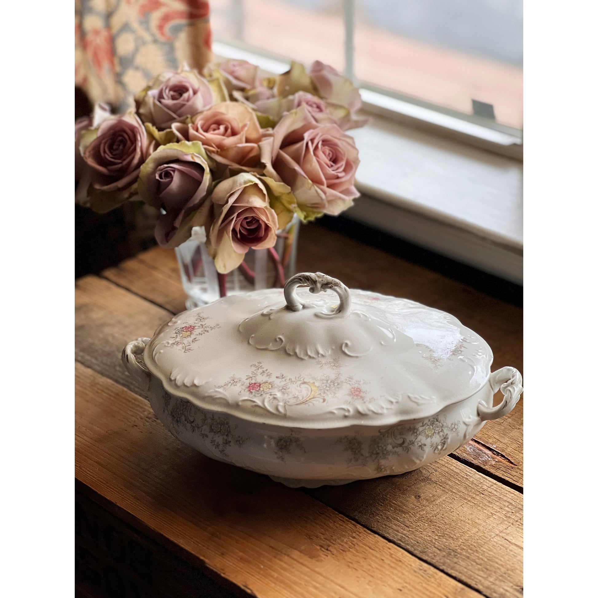 J.H.W. & Sons Victoria Semi Porcelain Oval Covered Vegetable Dish