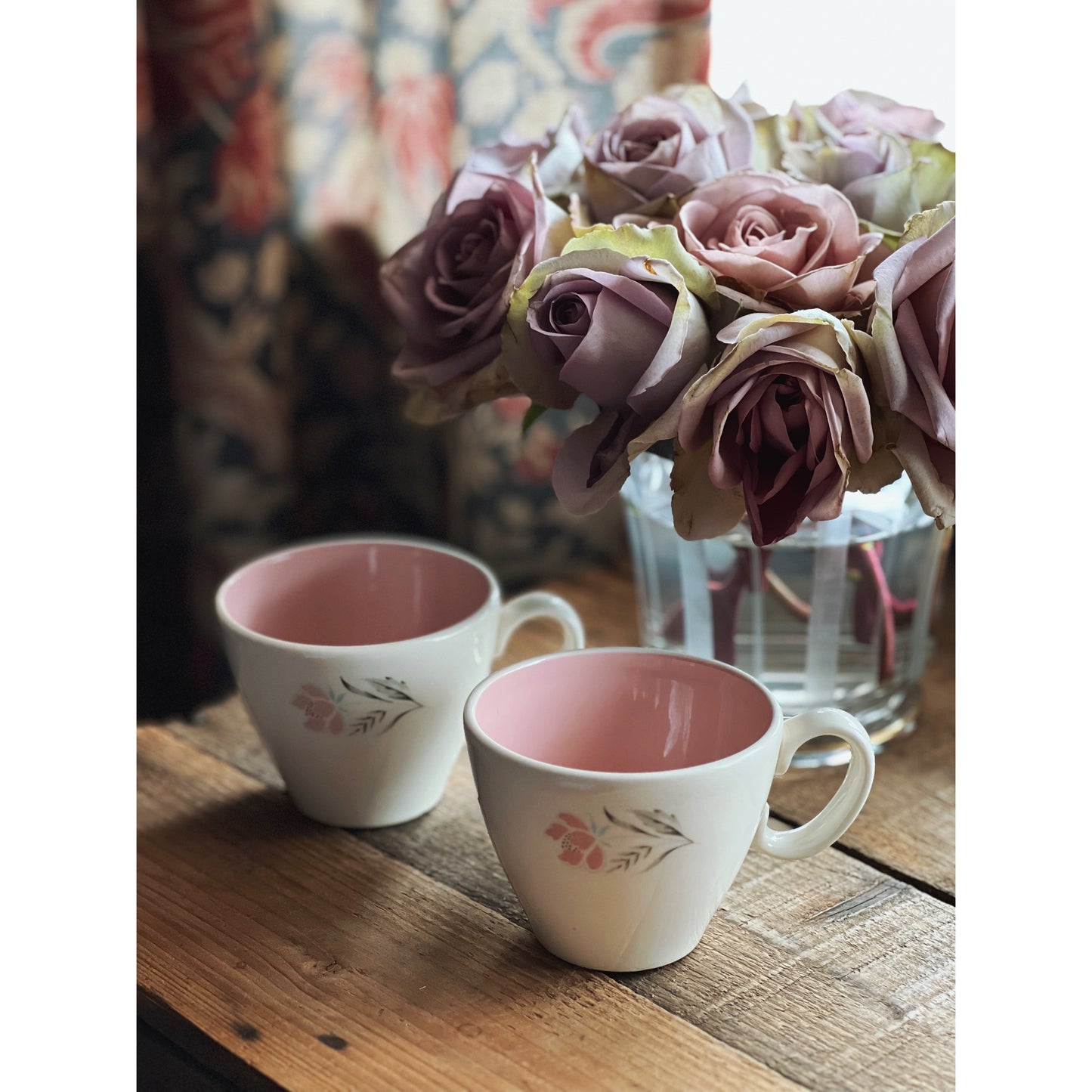 Pair of Pink Floral Teacups