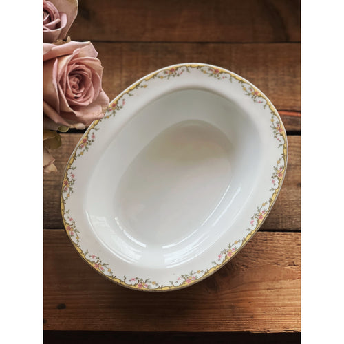 Vintage Visnaud Limoges The Meuse Floral Oval Vegetable Bowl