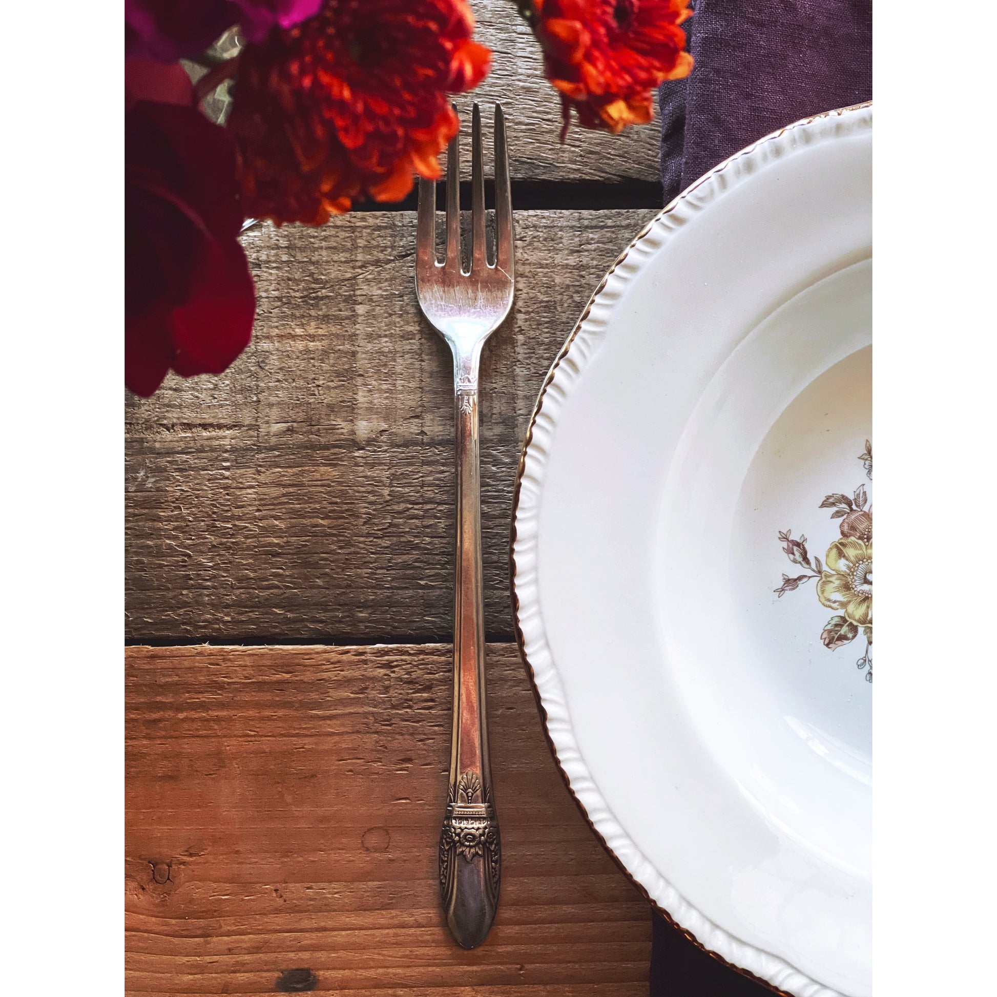 Rogers First Love Silver Plate Grille Fork