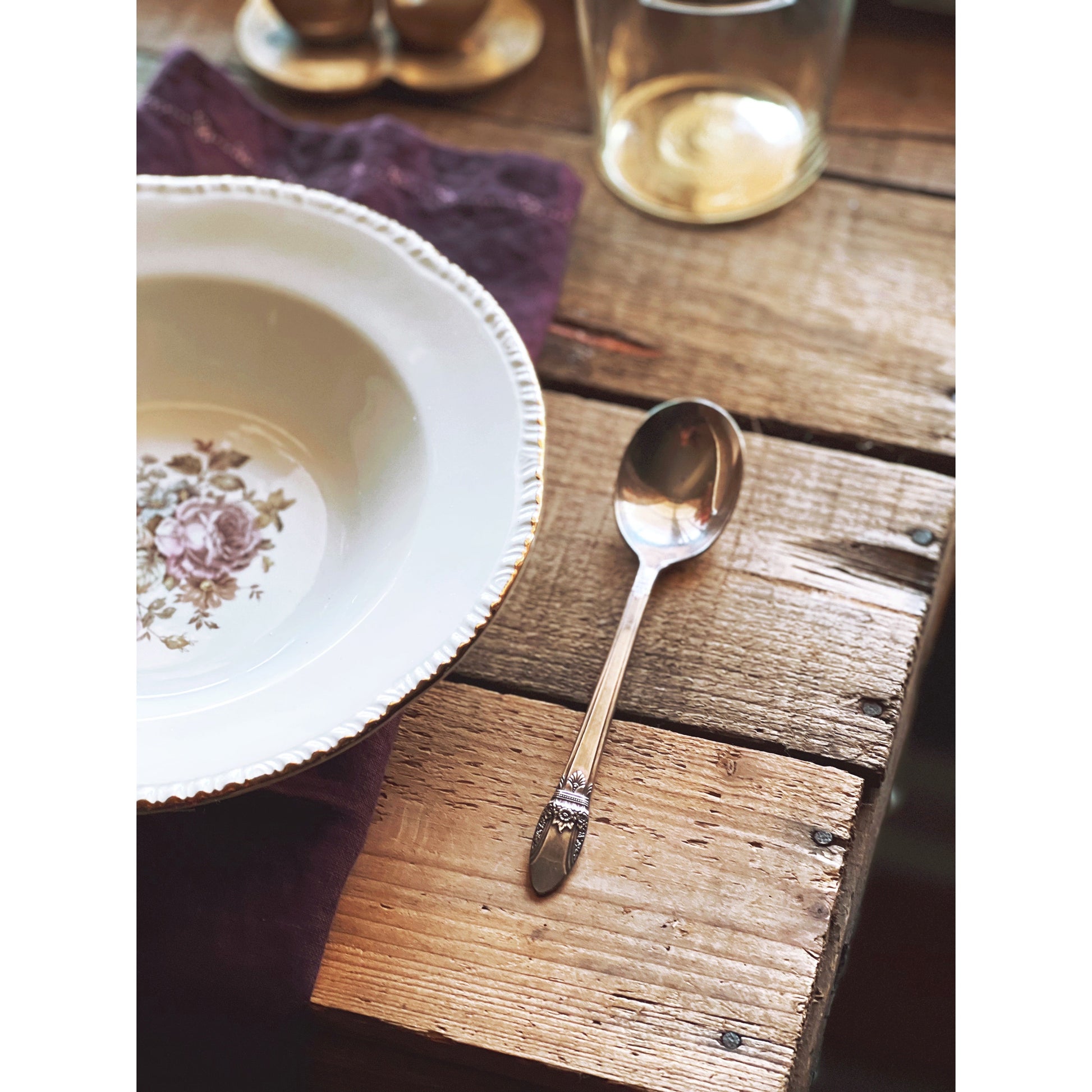 Rogers First Love Silver Plate Sugar Spoon with Engraved Bowl
