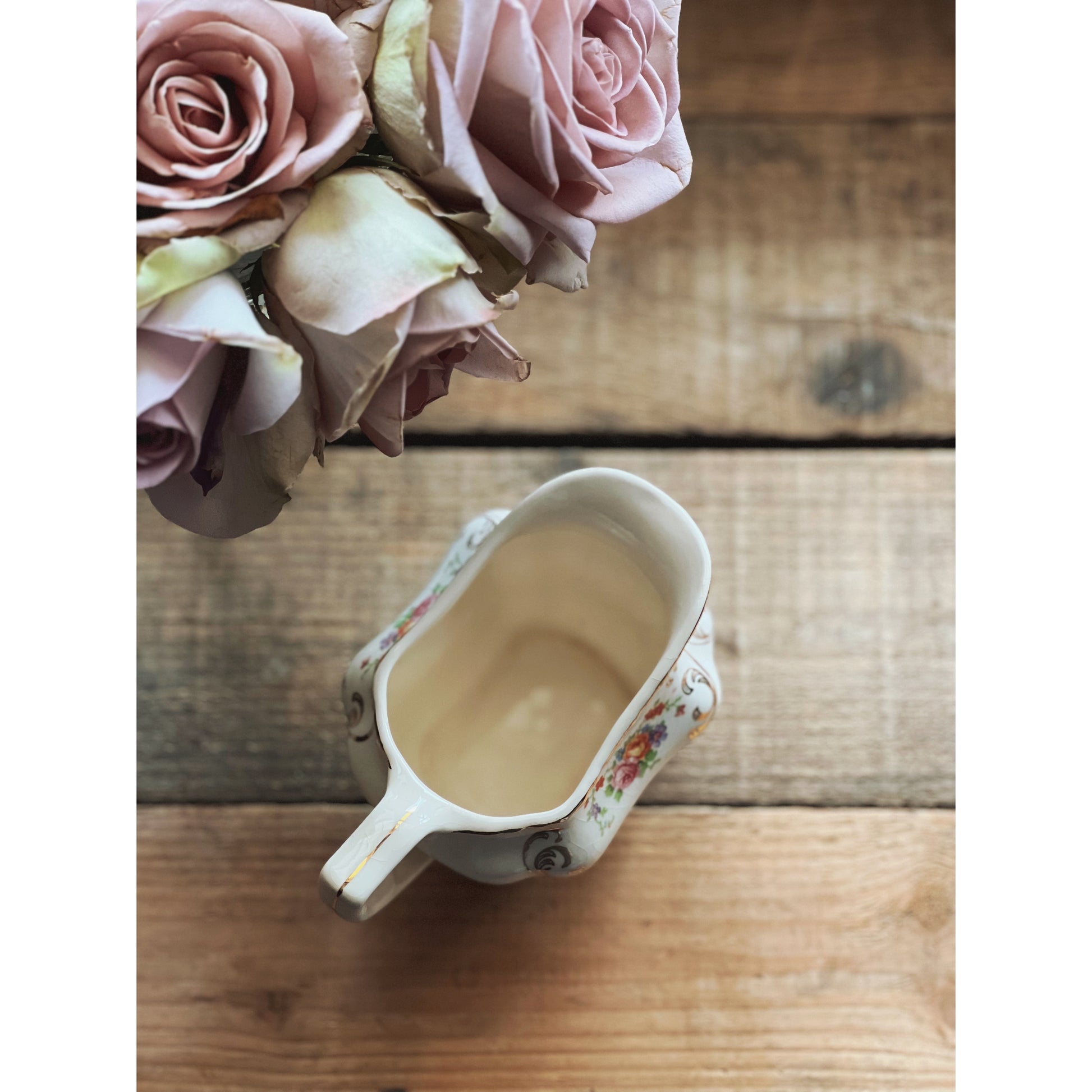 Vintage Steubenville Ivory Floral Creamer