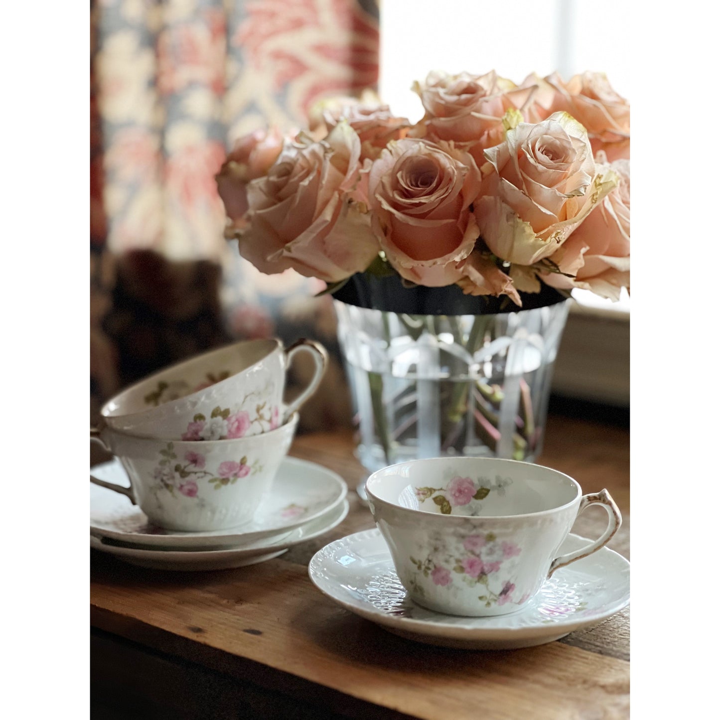 Vintage CH Field Haviland Limoges Floral Teacup & Saucer Set