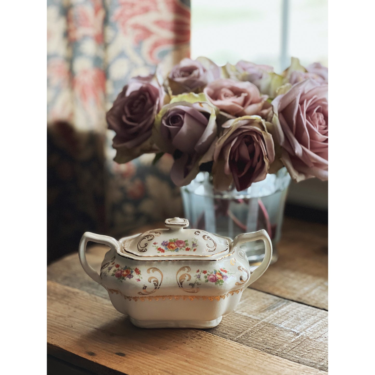 Steubenville Ivory Floral Sugar Bowl