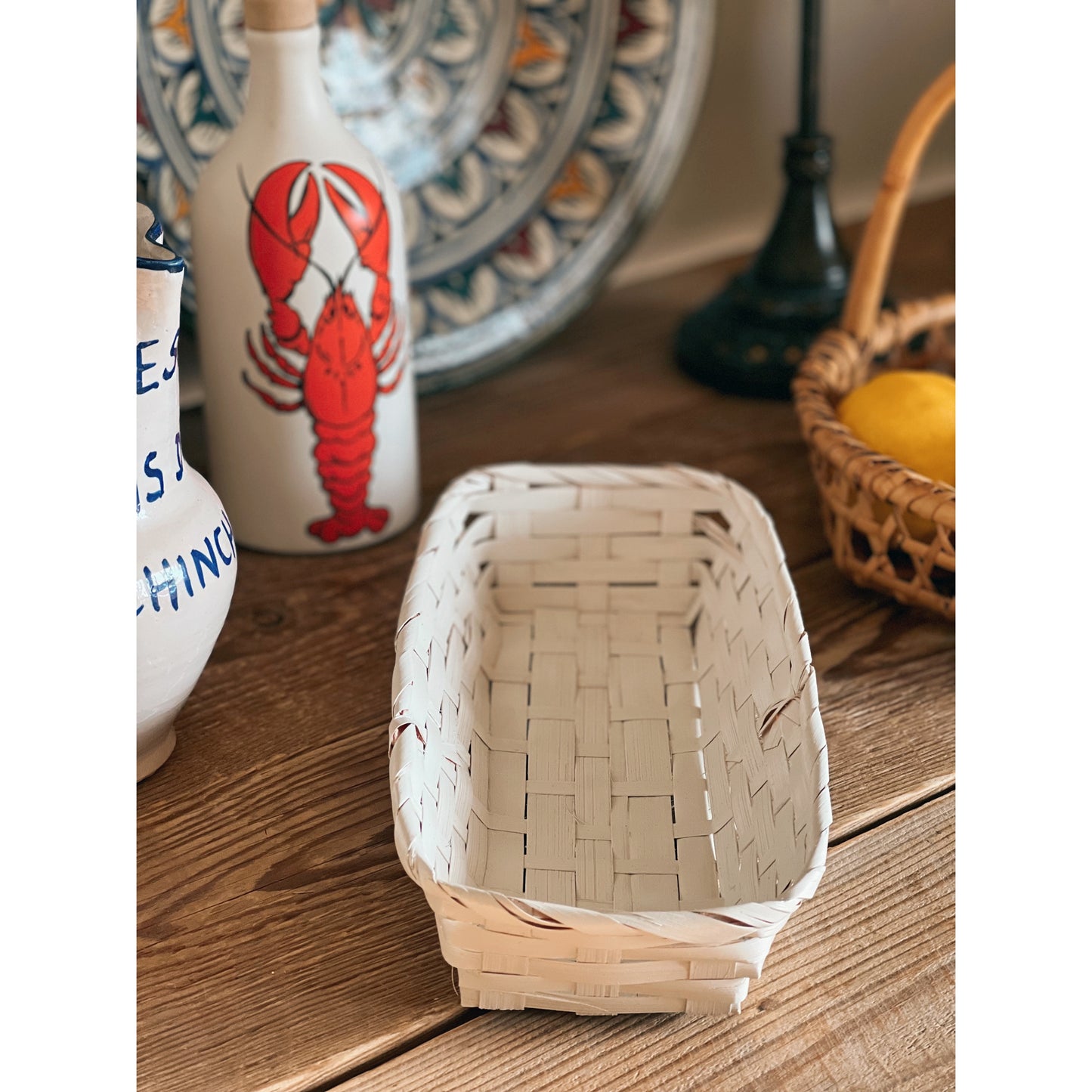 Vintage White Flatware Basket