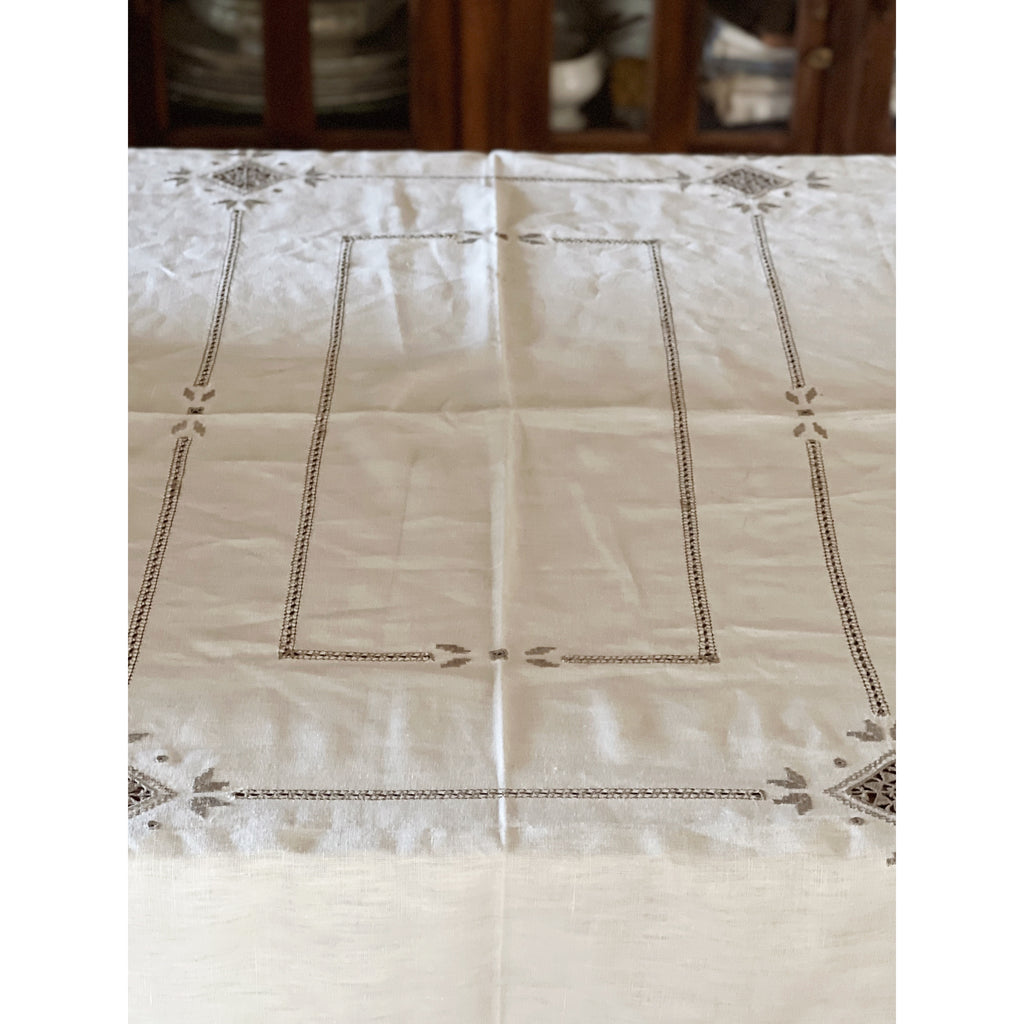 embroidered linen tablecloth
