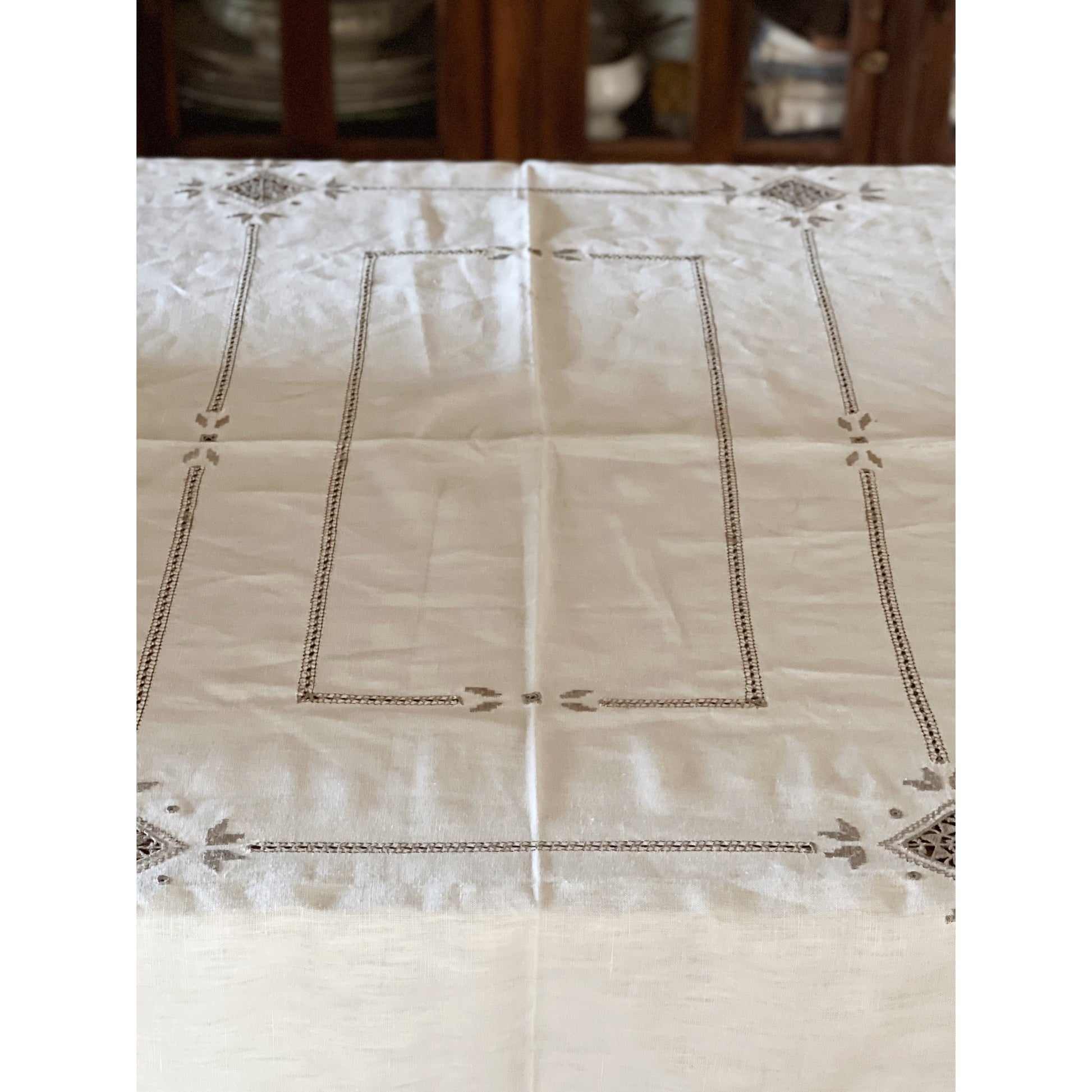 embroidered linen tablecloth