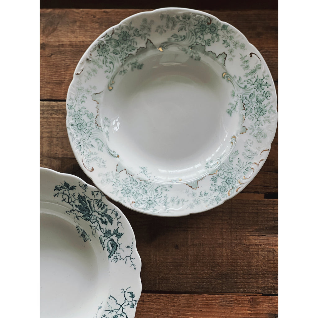 Curated Set of 4 Antique Transferware Soup Bowls