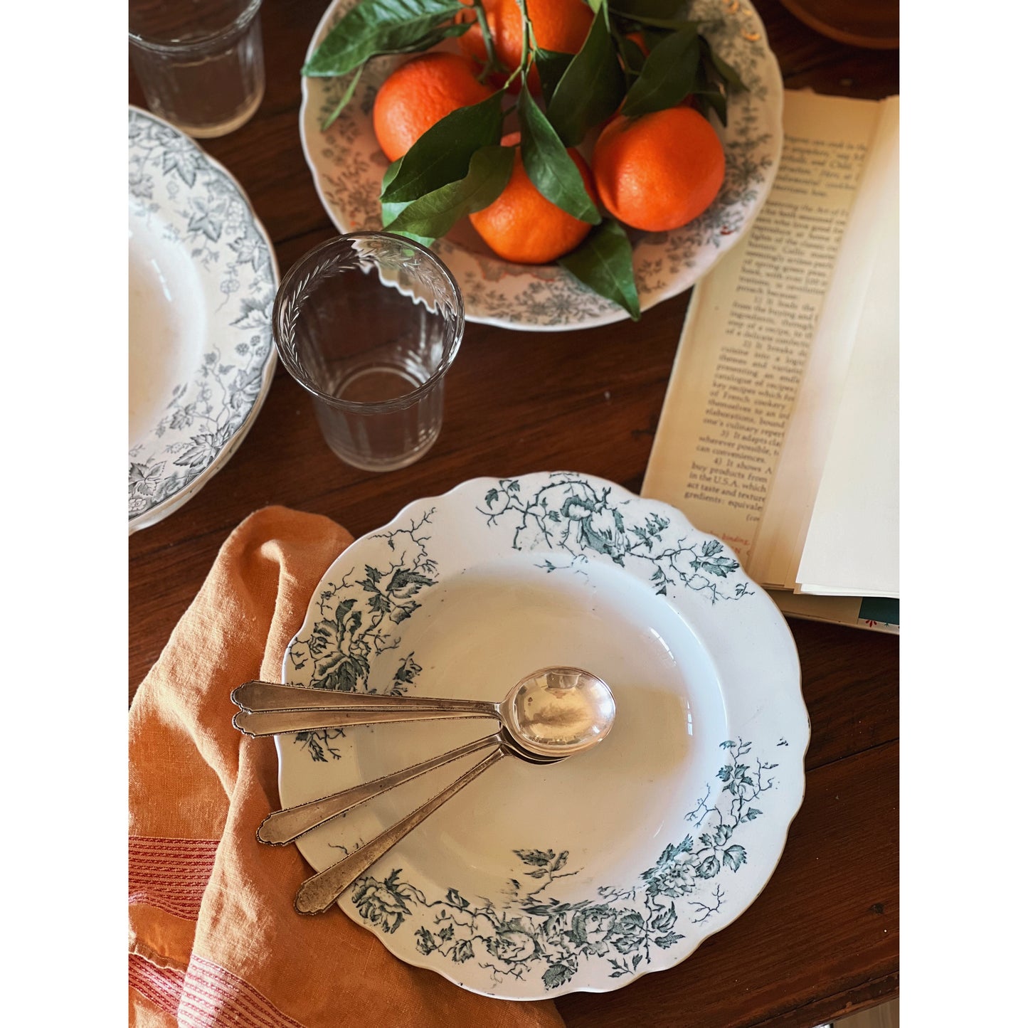 Curated Set of 4 Antique Transferware Soup Bowls