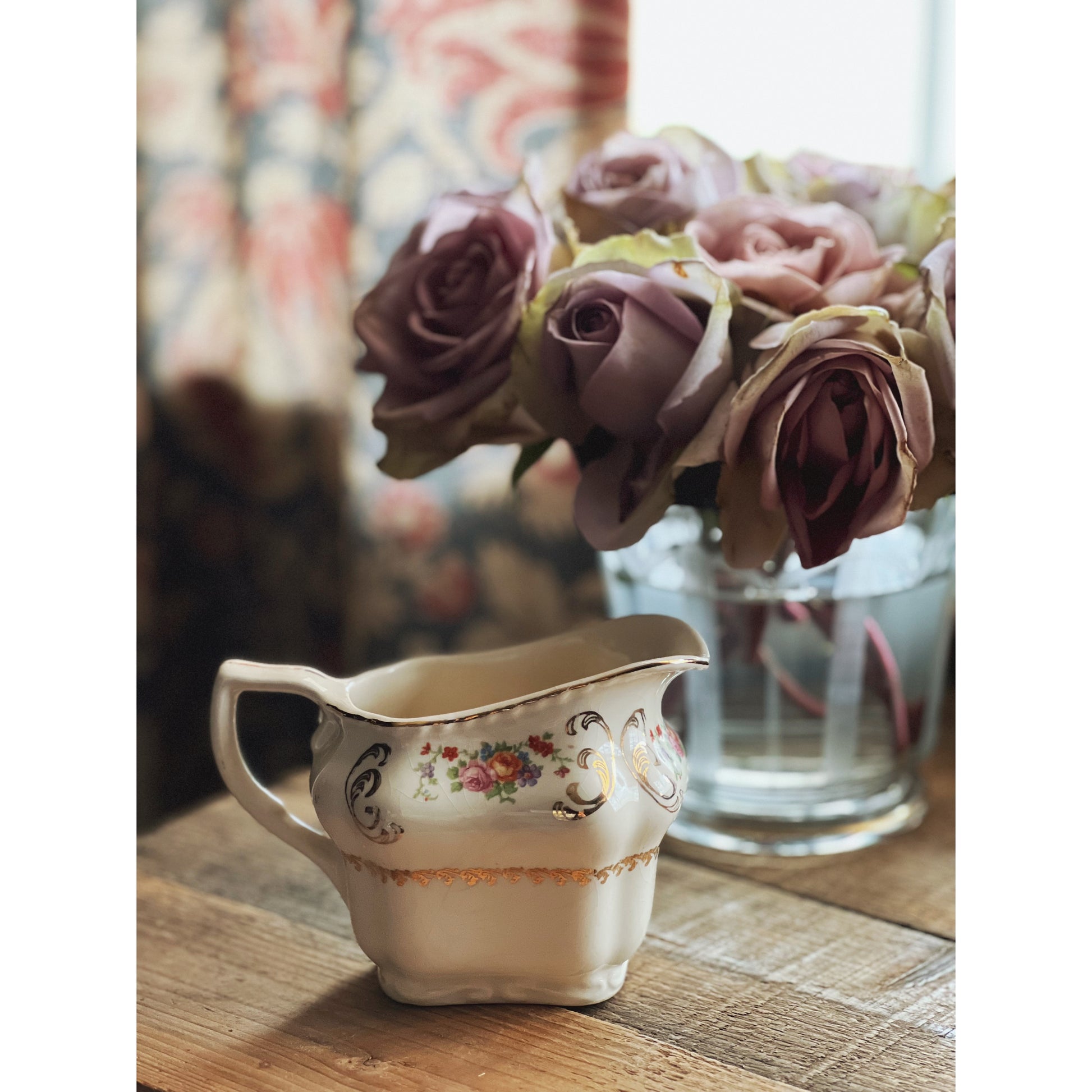 Vintage Steubenville Ivory Floral Creamer