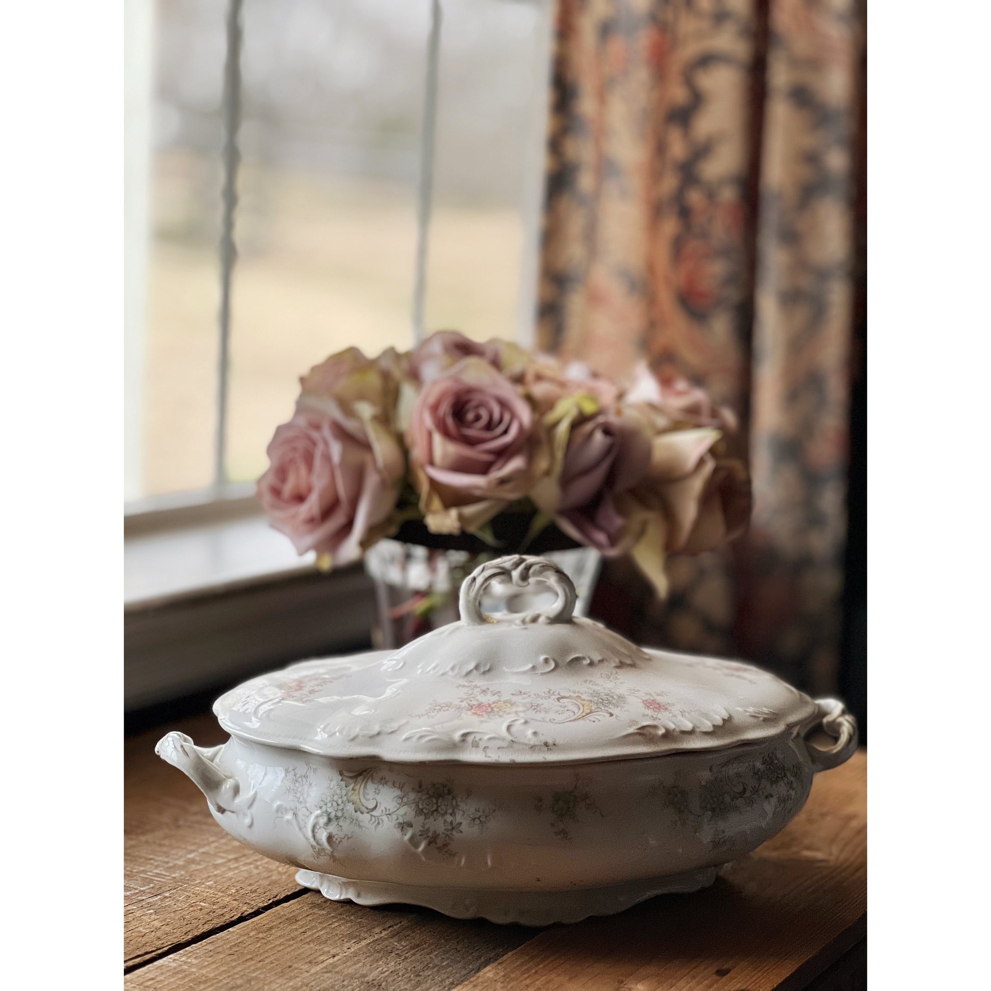 J.H.W. & Sons Victoria Semi Porcelain Oval Covered Vegetable Dish